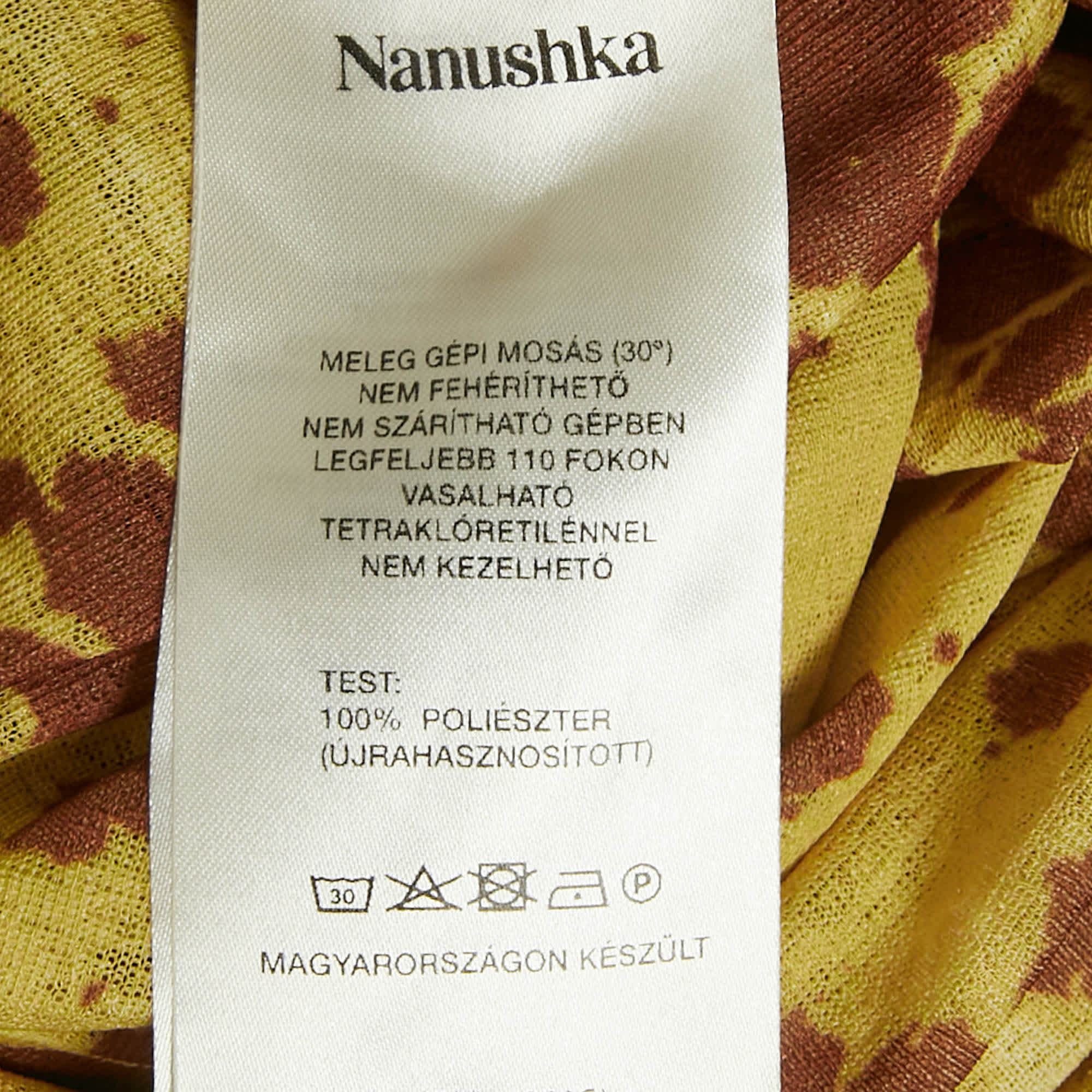 Yellow /brown Printed Mesh Jersey Adle Mini Dress