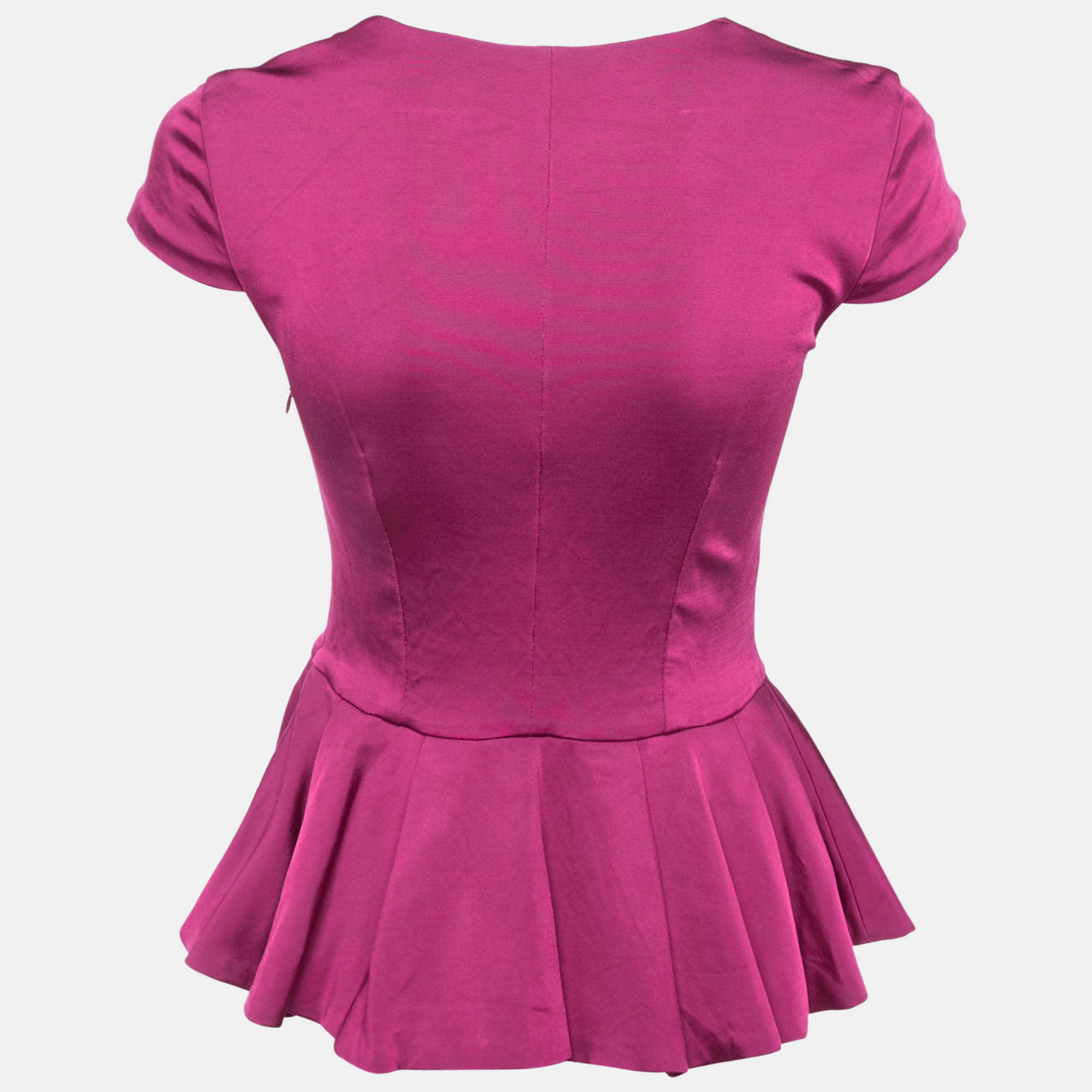 Magenta Pink Jersey Peplum Hem Top