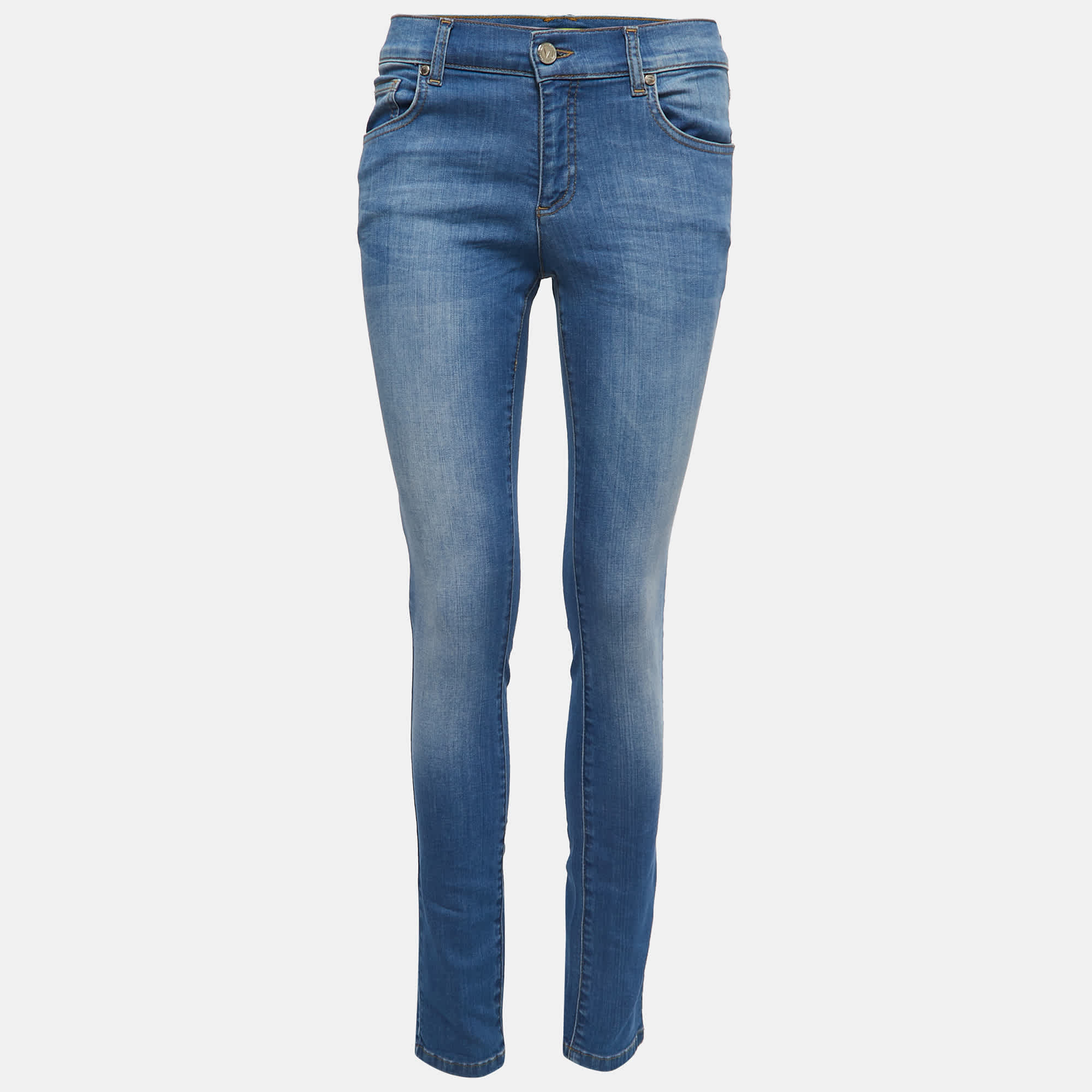 Blue Jeans Blue Washed Denim Skinny Jeans S Waist 28"