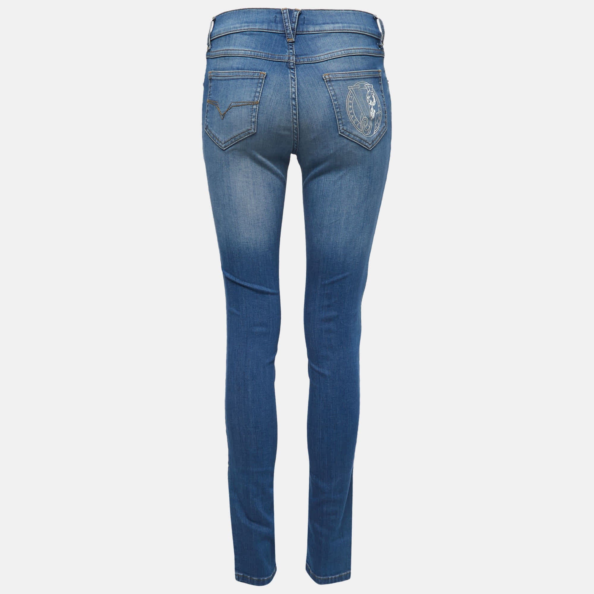 Blue Jeans Blue Washed Denim Skinny Jeans S Waist 28"