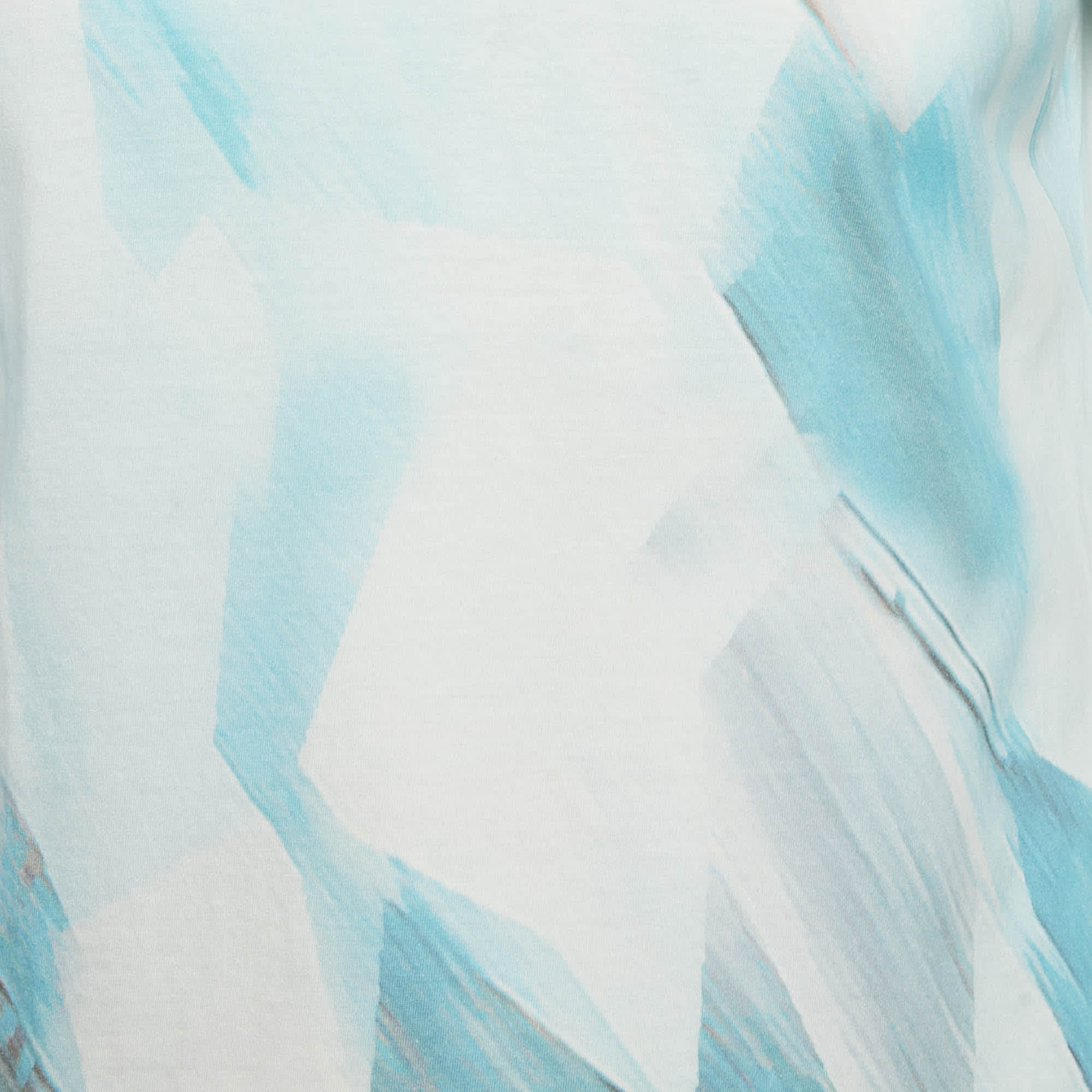 Blue Printed Cotton T - Shirt Xl