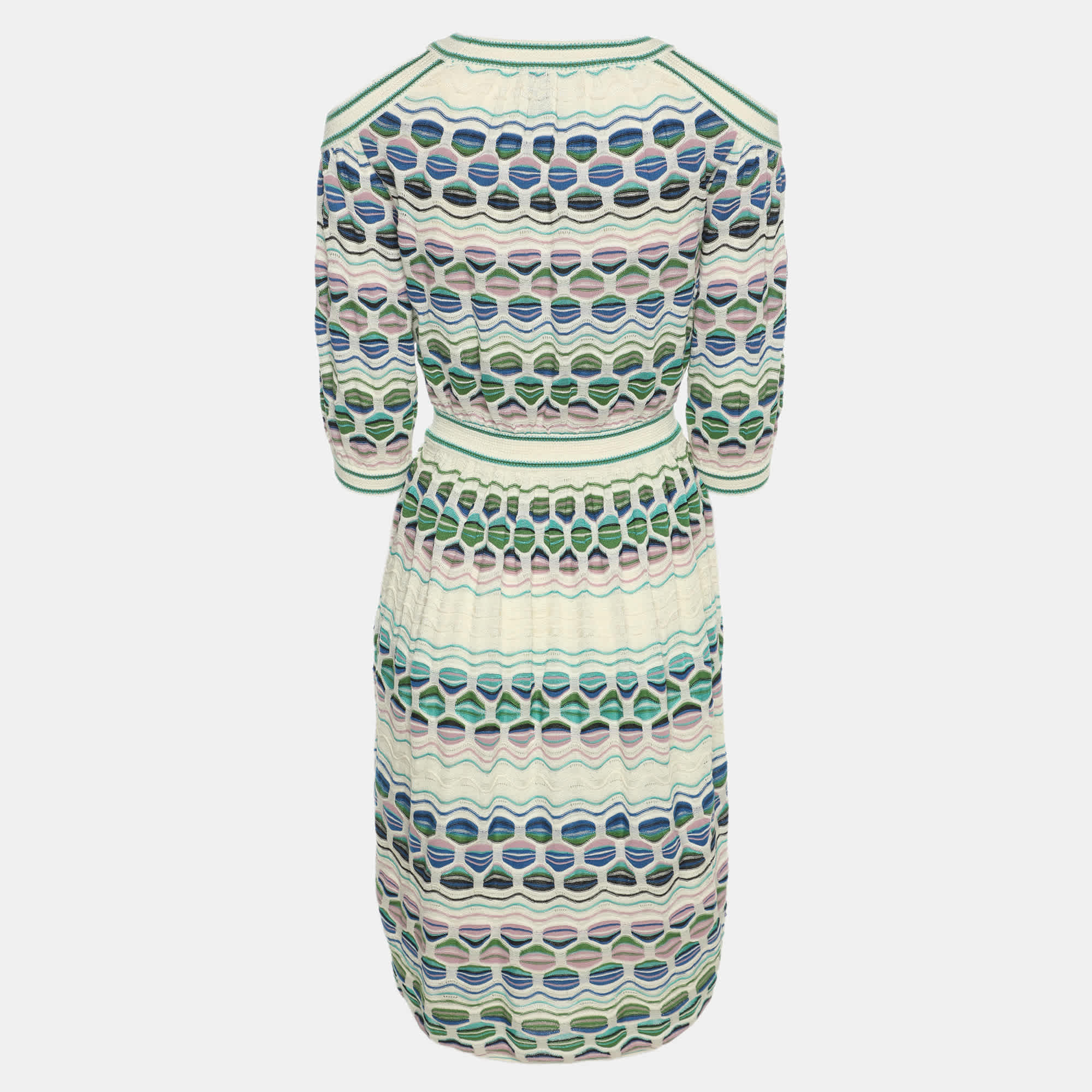 M Missoni Multicolor Knit Cut Out Shoulder Dress
