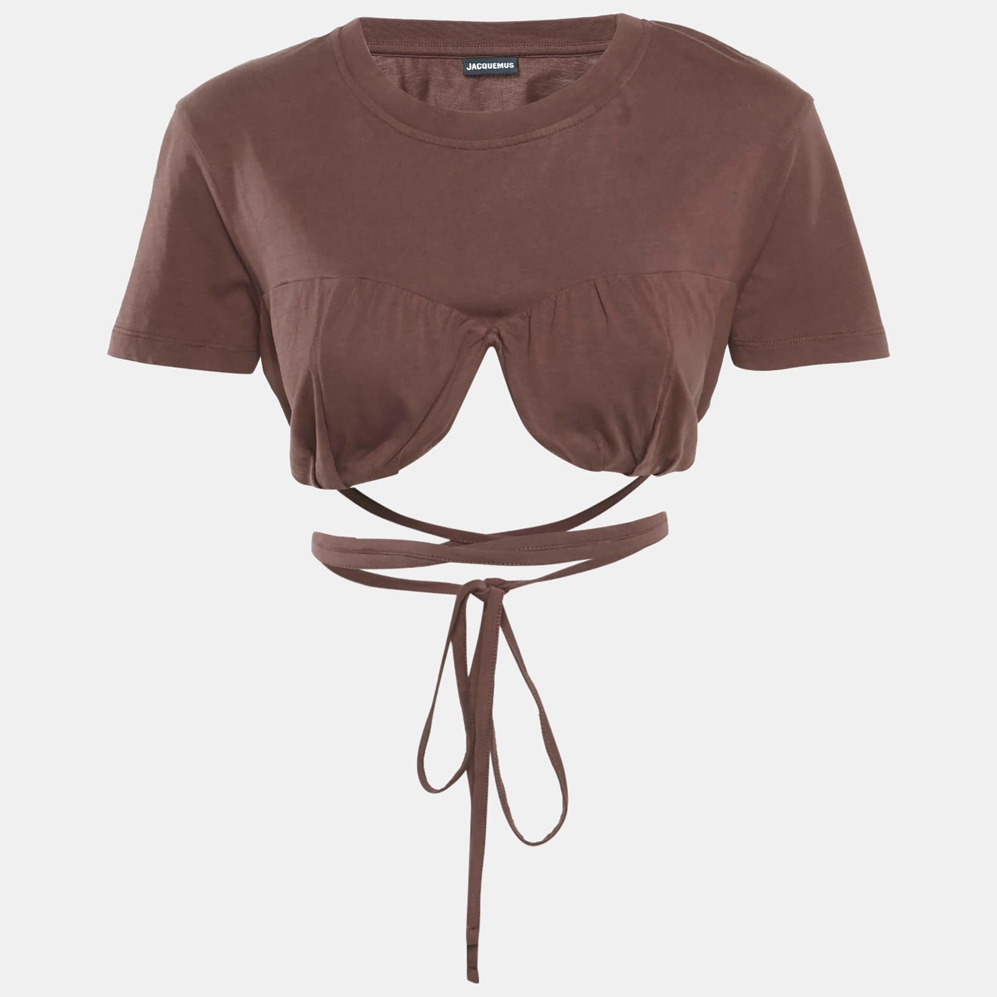 Baci Brown Jersey Le Baci Crop Top