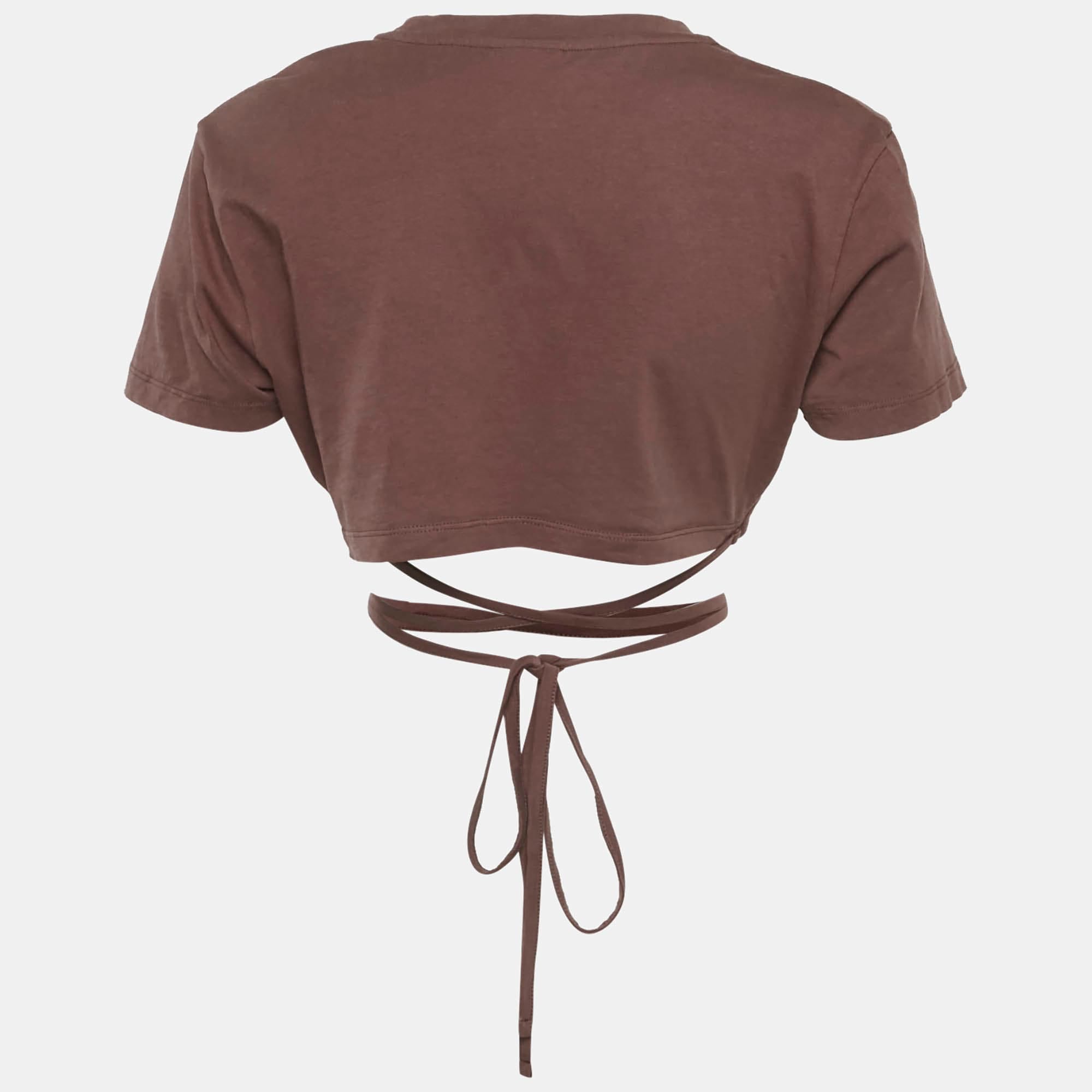 Baci Brown Jersey Le Baci Crop Top