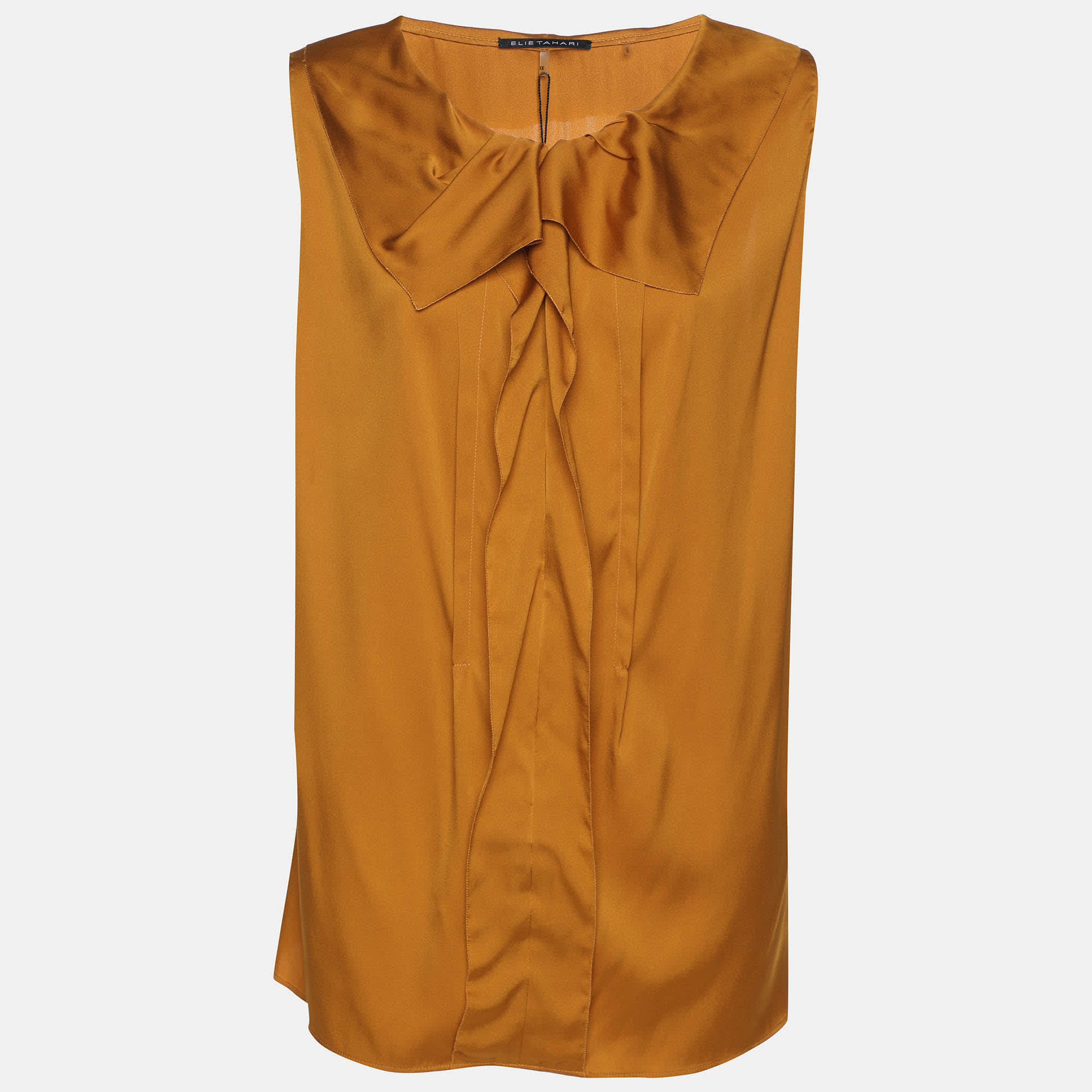 Elie Tahari Yellow Pepper Stretch Silk Andrea Blouse
