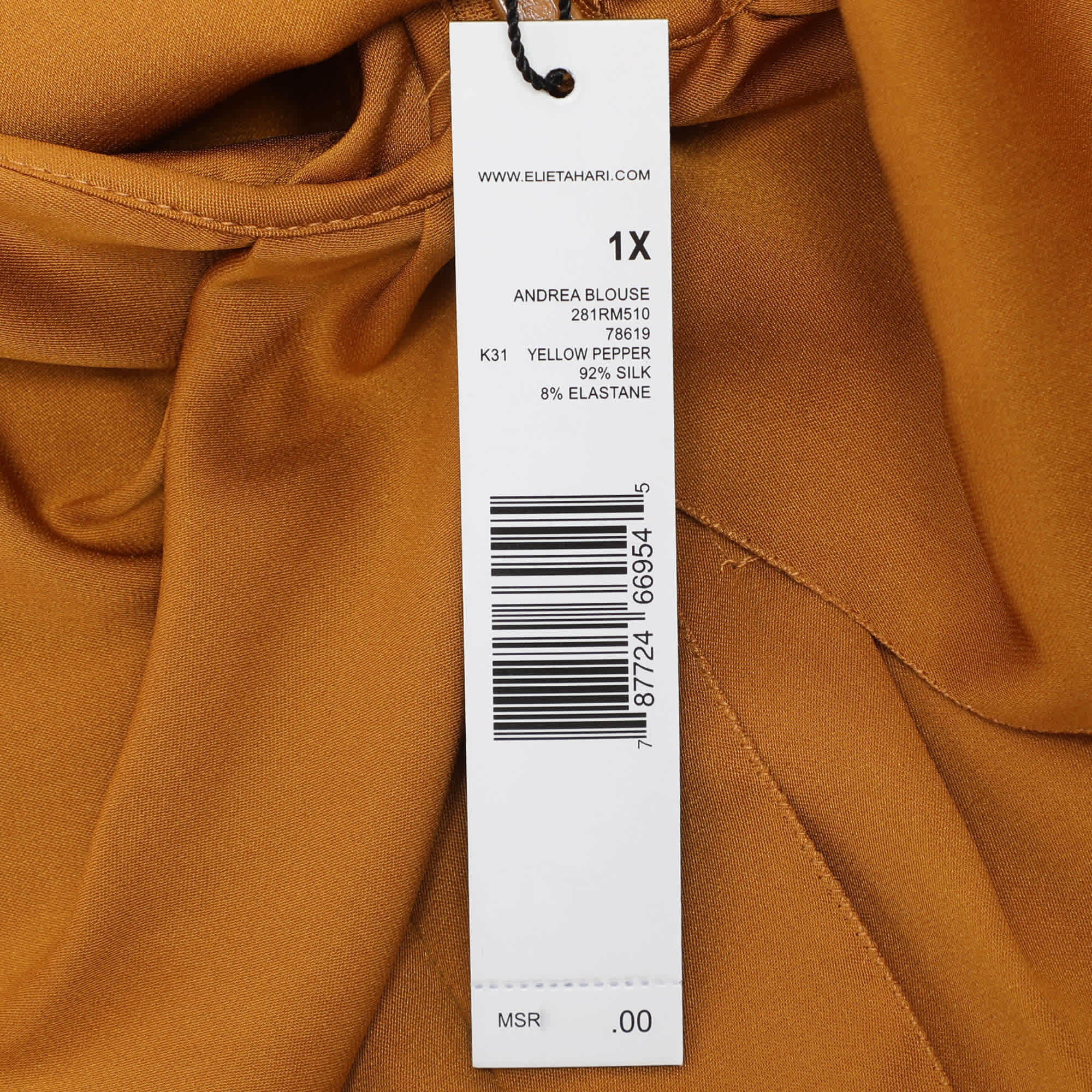 Elie Tahari Yellow Pepper Stretch Silk Andrea Blouse