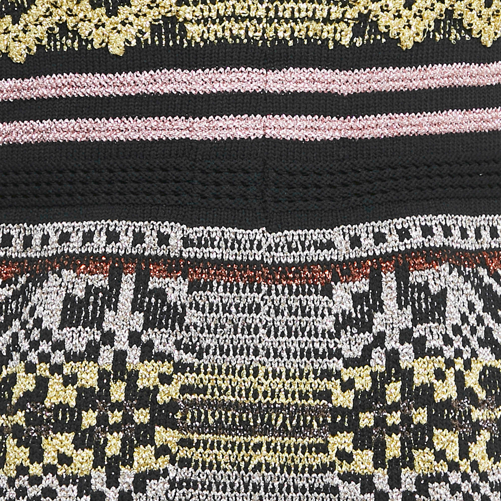 M Missoni Multicolor Patterned Lurex Knit V - Neck Sleeveless Dress