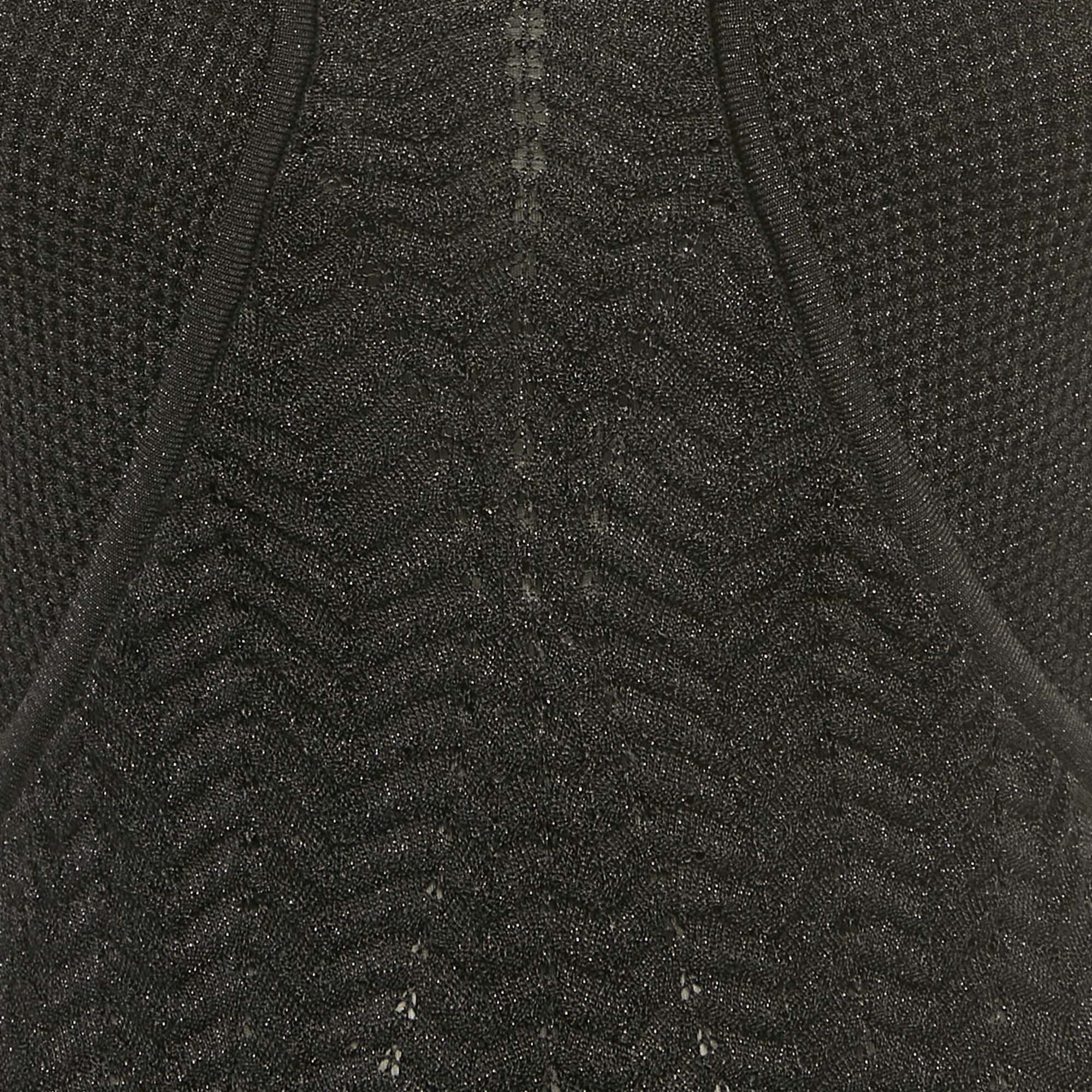 M Missoni Black Patterned Lurex Knit Mini Dress