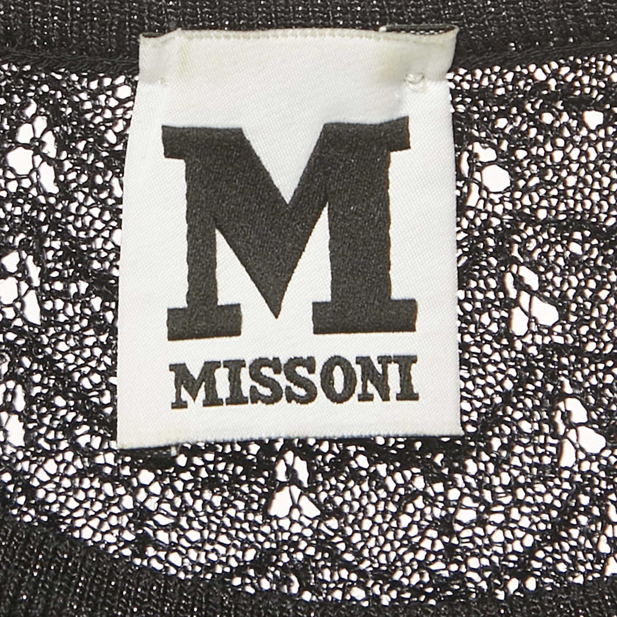 M Missoni Black Patterned Lurex Knit Mini Dress