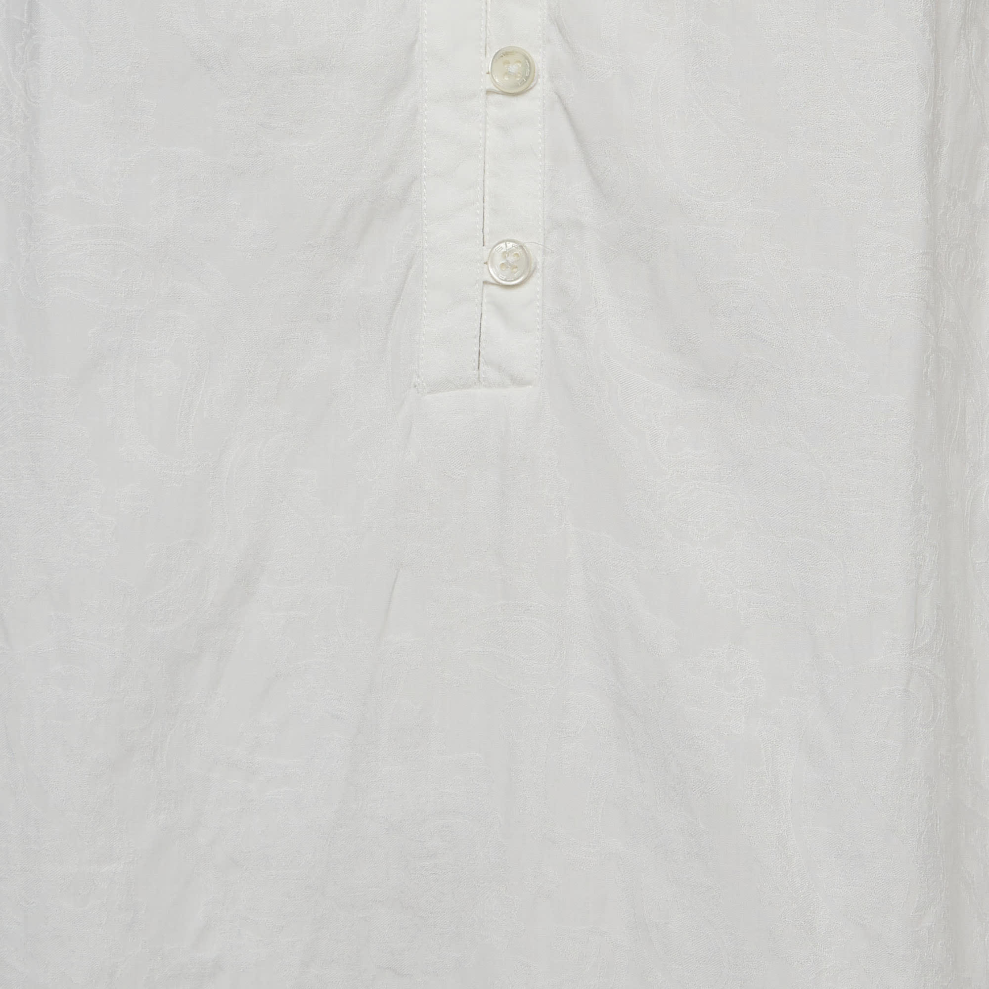White Paisley Patterned Cotton Shirt Blouse