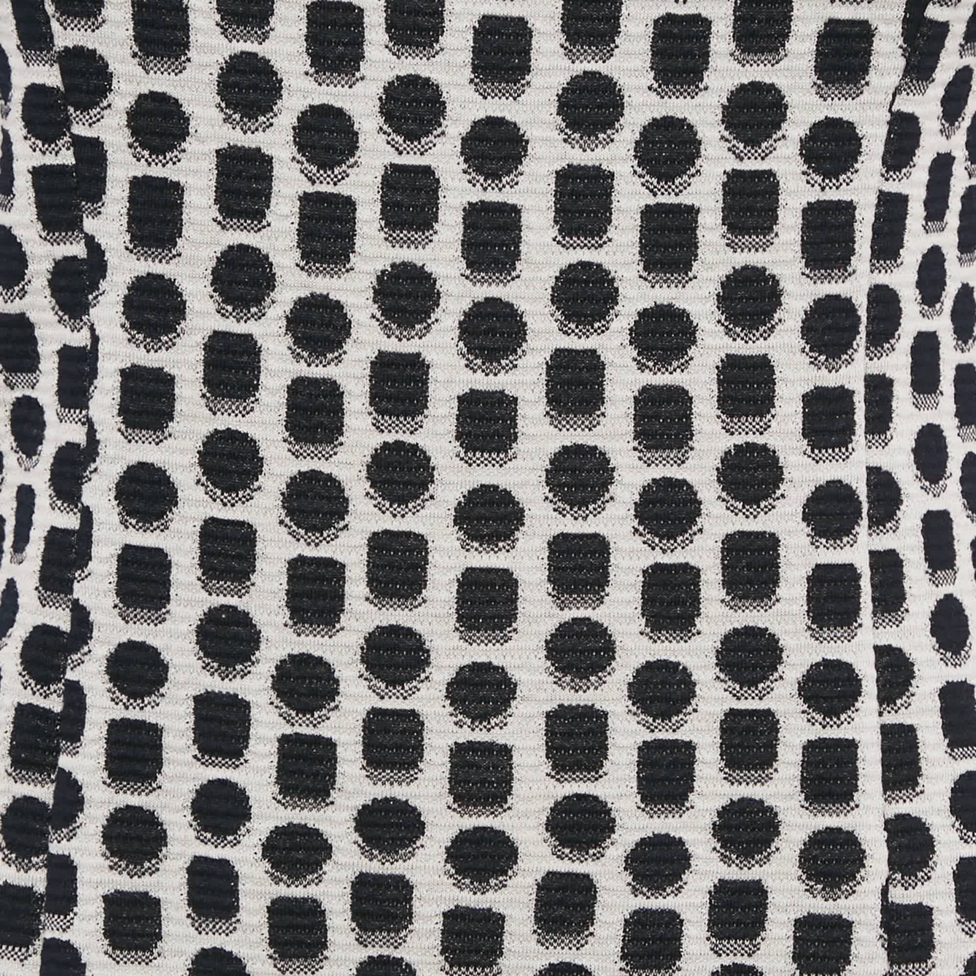 White/black Patterned Jacquard Knit Sleeveless Short Dress