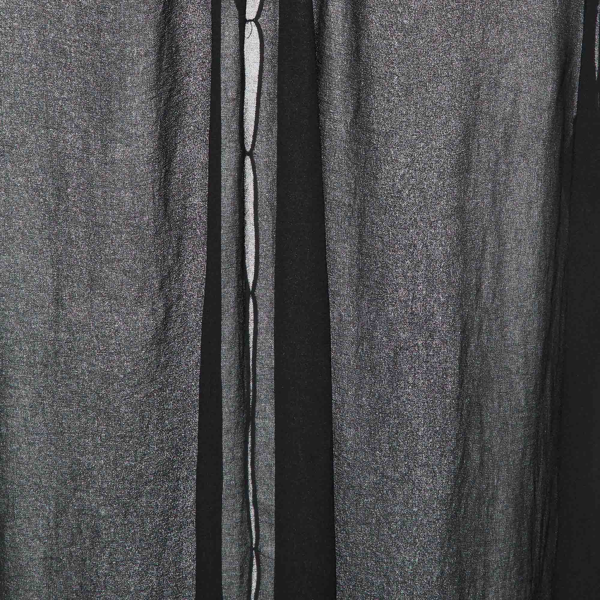 Back Black Chiffon Back Slit Detail Sheer Blouse