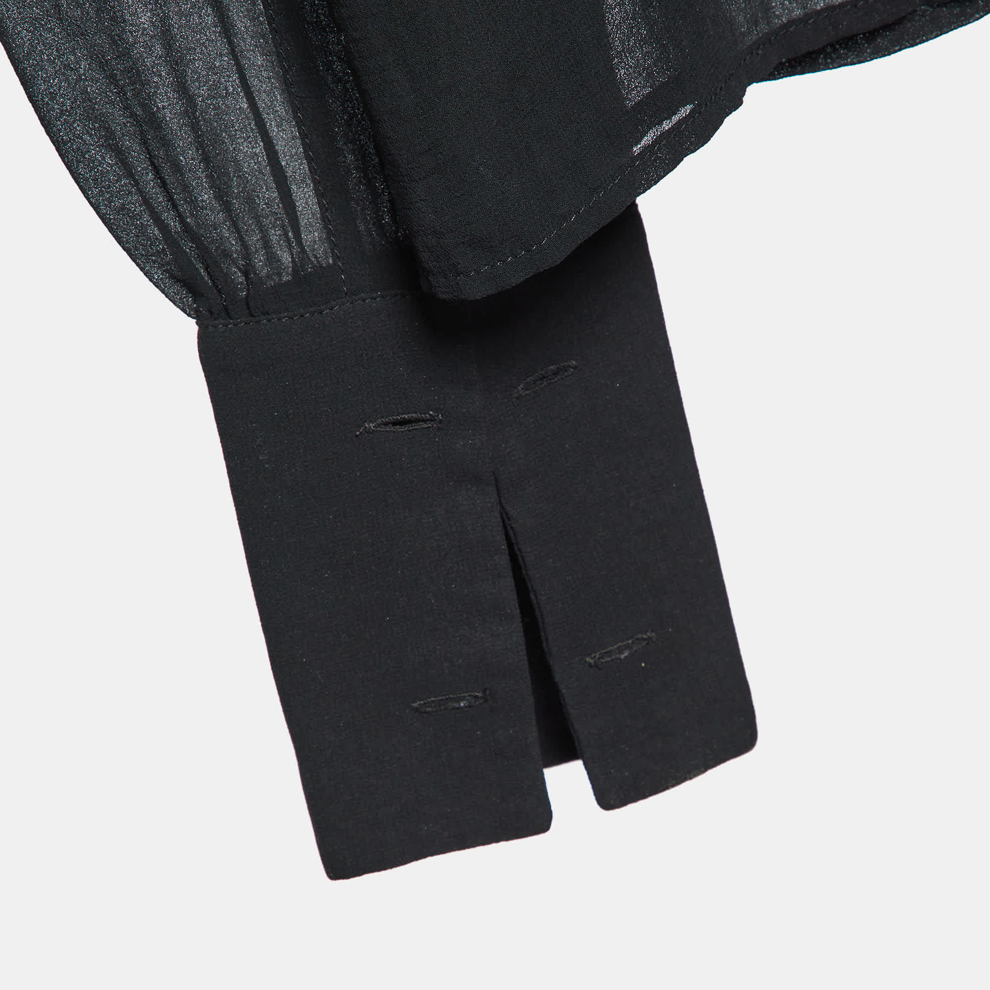 Back Black Chiffon Back Slit Detail Sheer Blouse