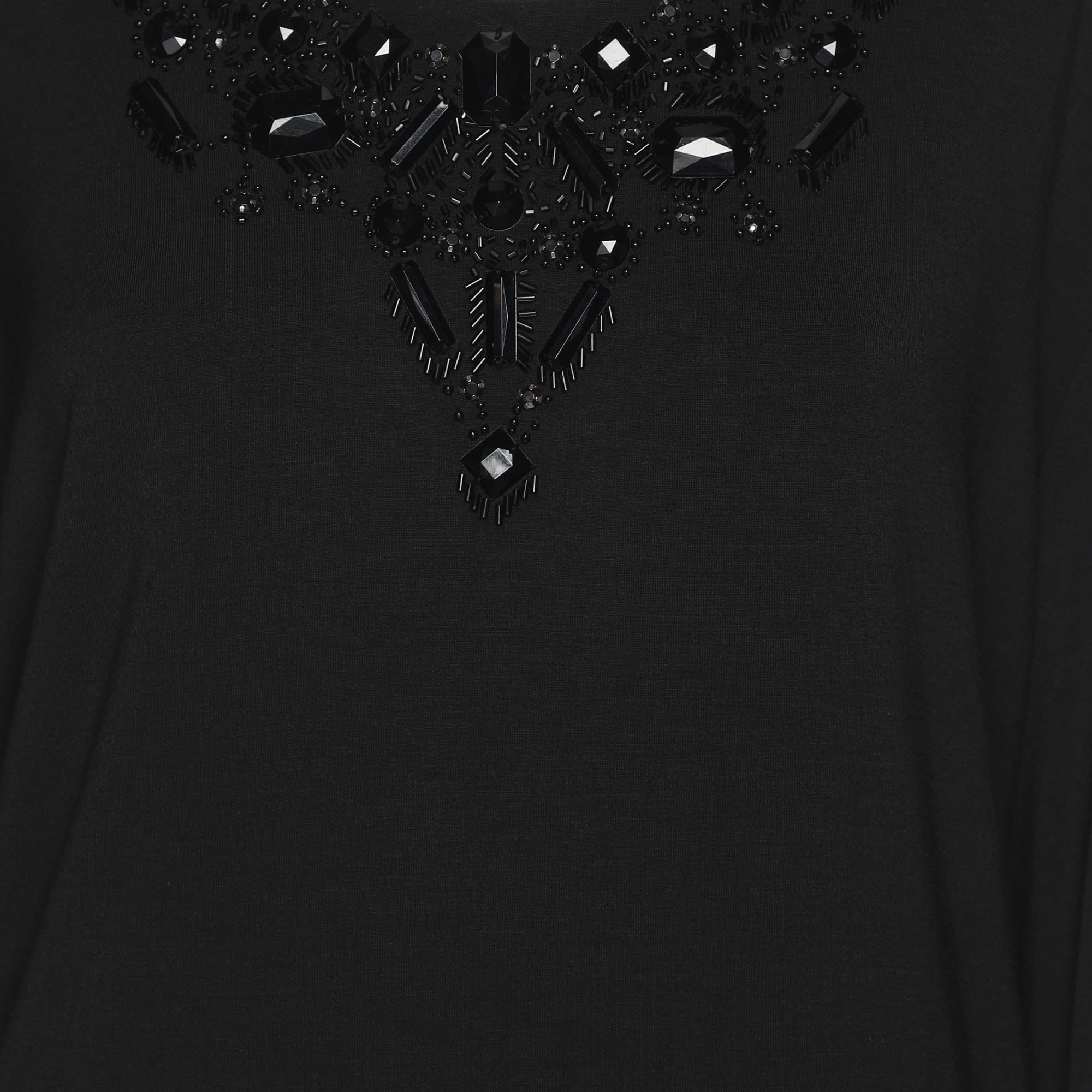 Elena Miro Black Jersey Embellished Long Sleeve Sweater