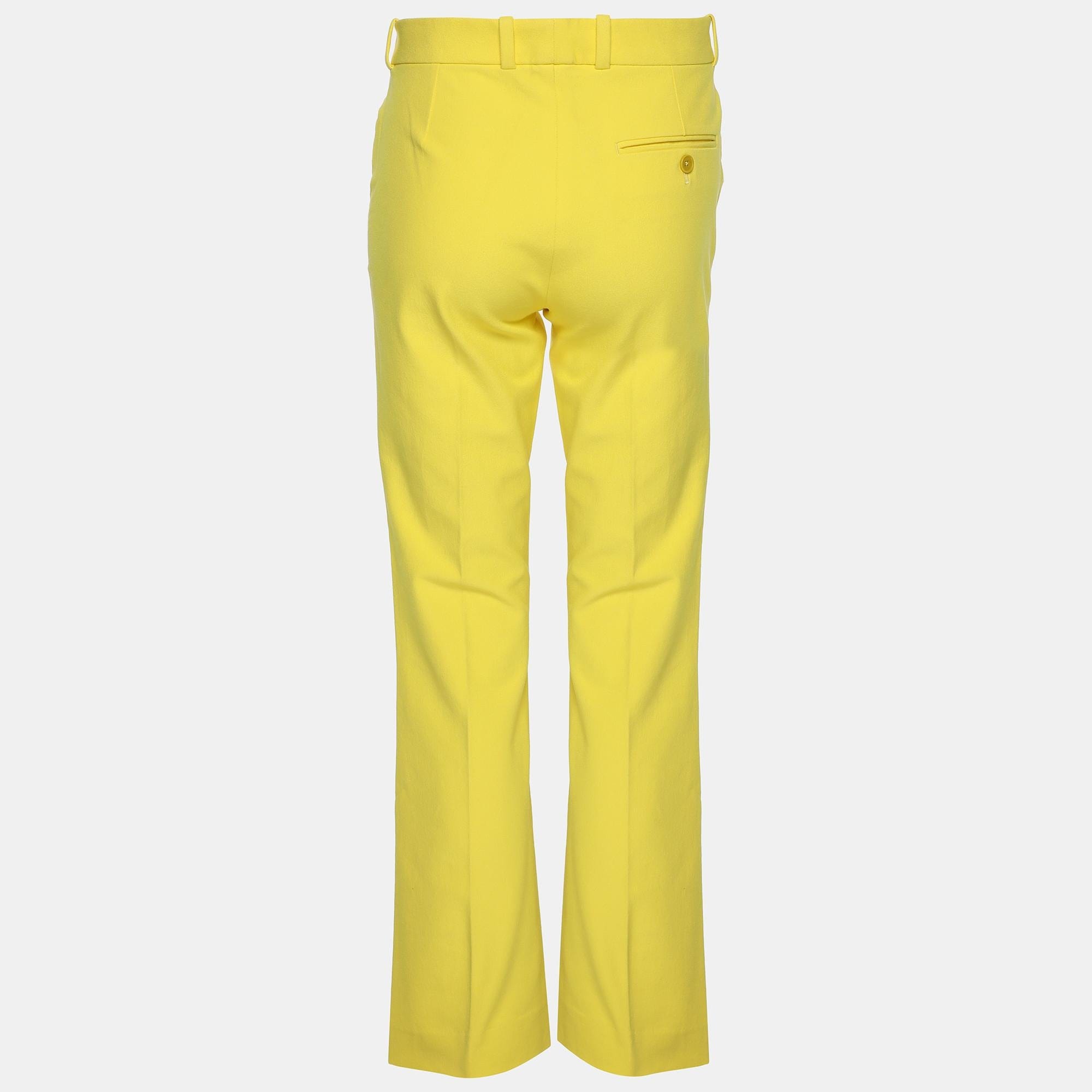 Yellow Viscose Blend Chino Pants