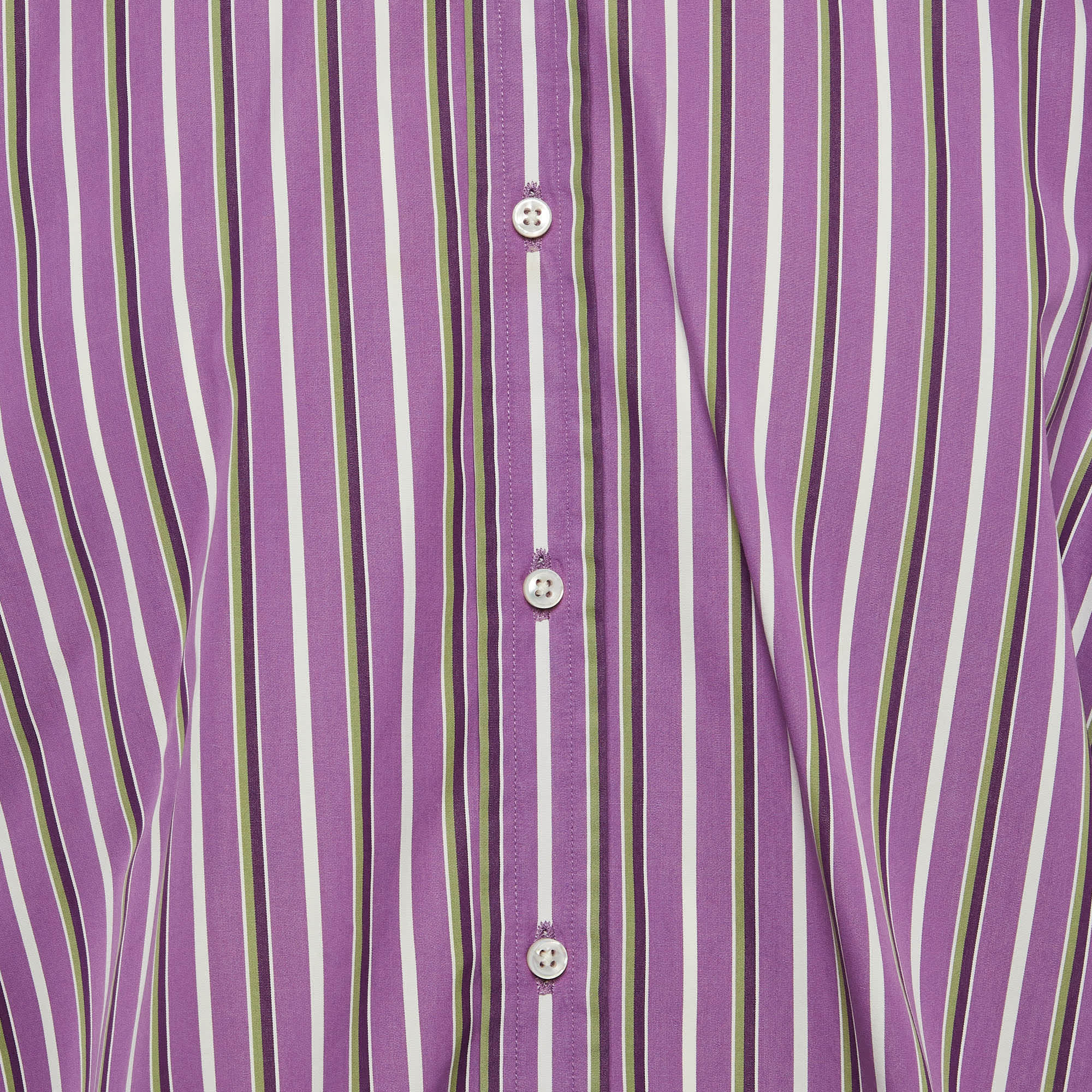 Ralph Lauren Purple Striped Cotton Poplin Button Up Shirt