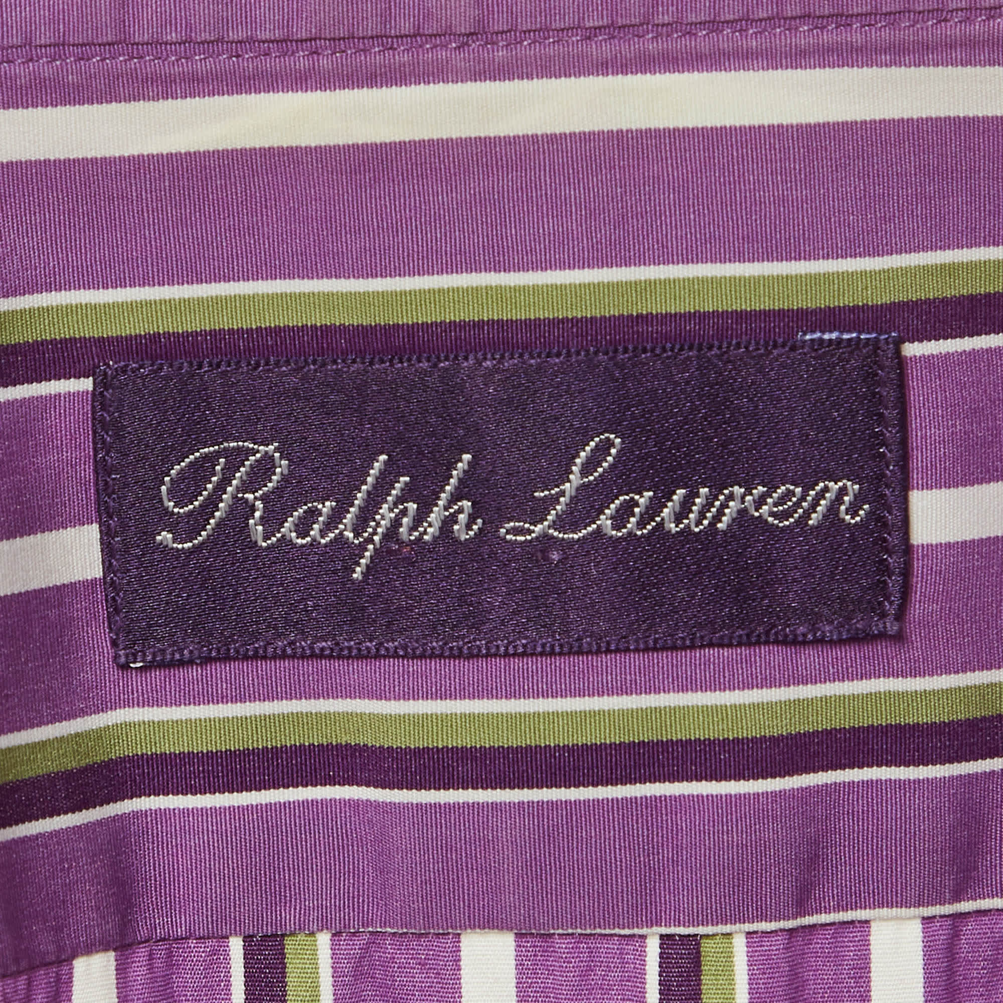 Ralph Lauren Purple Striped Cotton Poplin Button Up Shirt