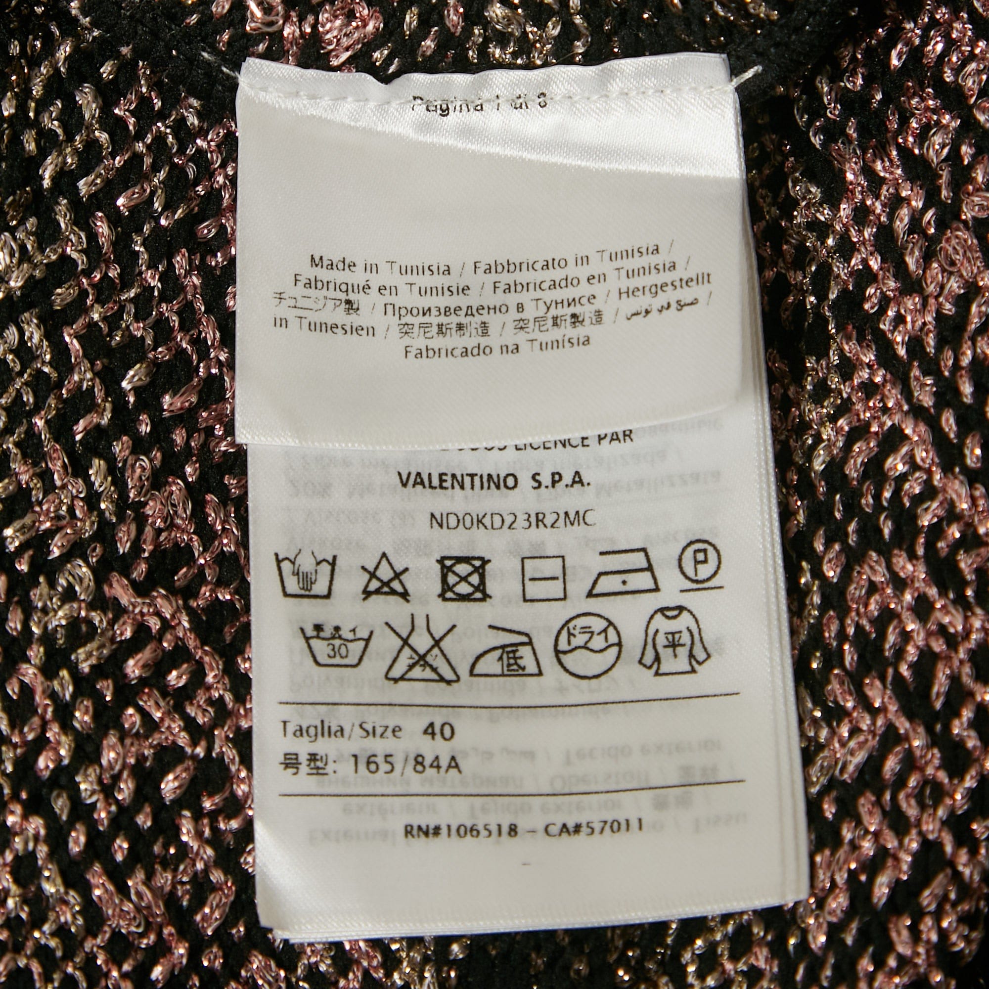 M Missoni Black/pink Patterned Lurex Knit V - Neck Midi Dress