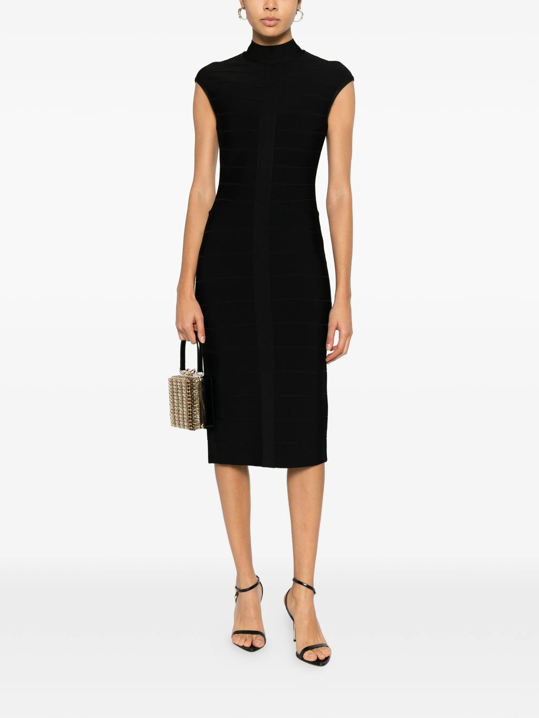Herve Leger Davina high - neck midi dress