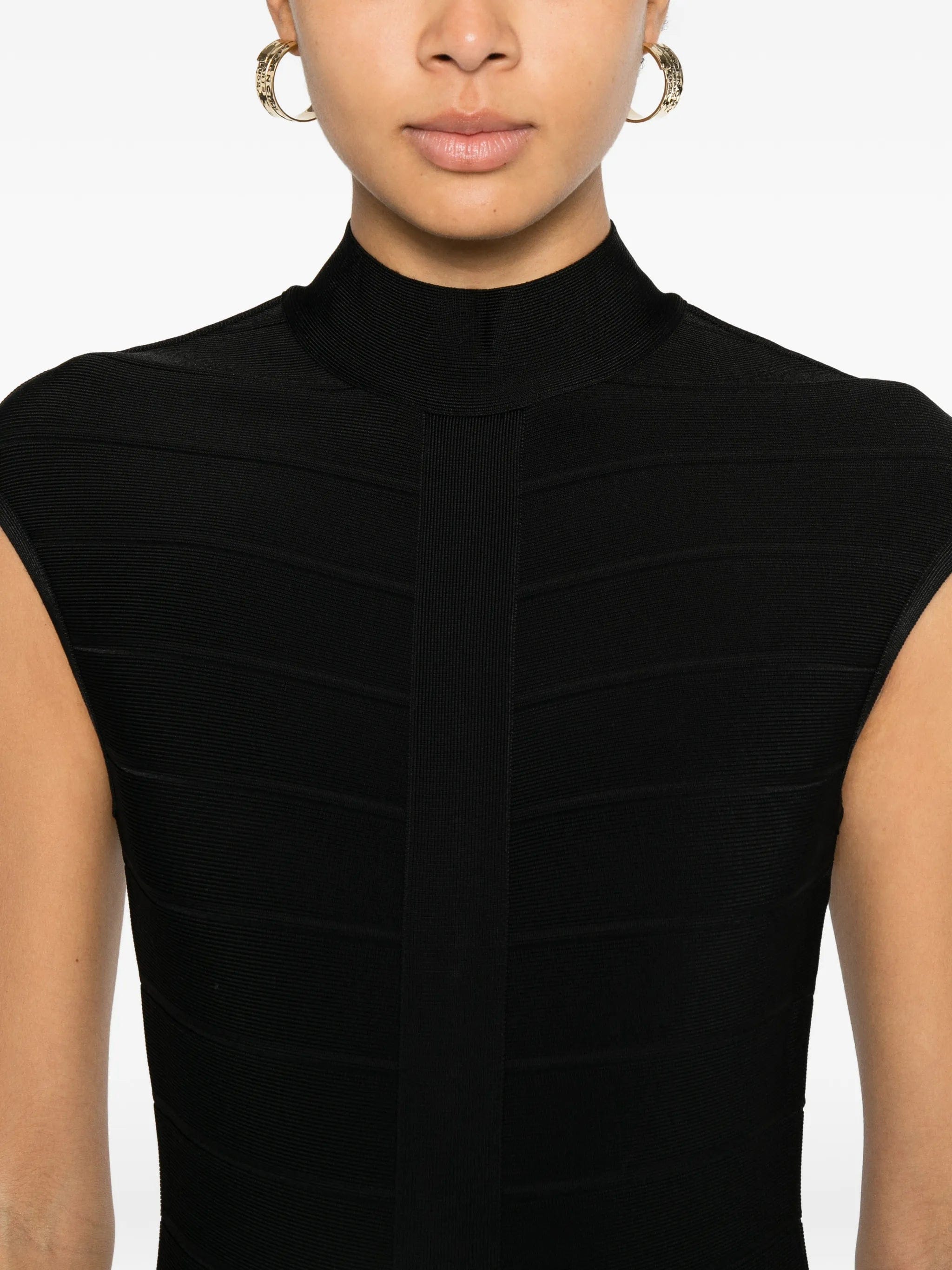 Herve Leger Davina high - neck midi dress