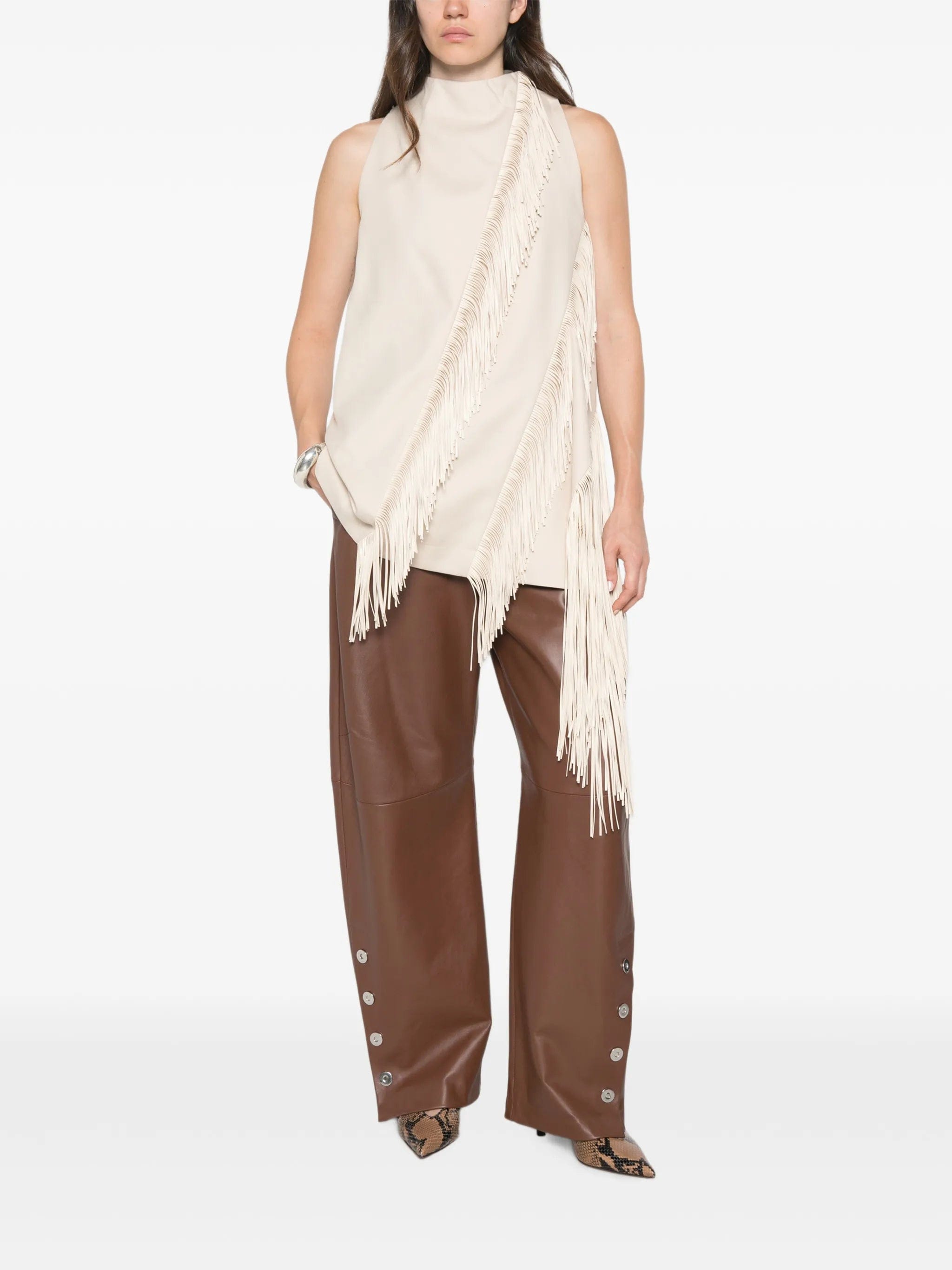 Sportmax Spxcinepresa press - stud leather trousers