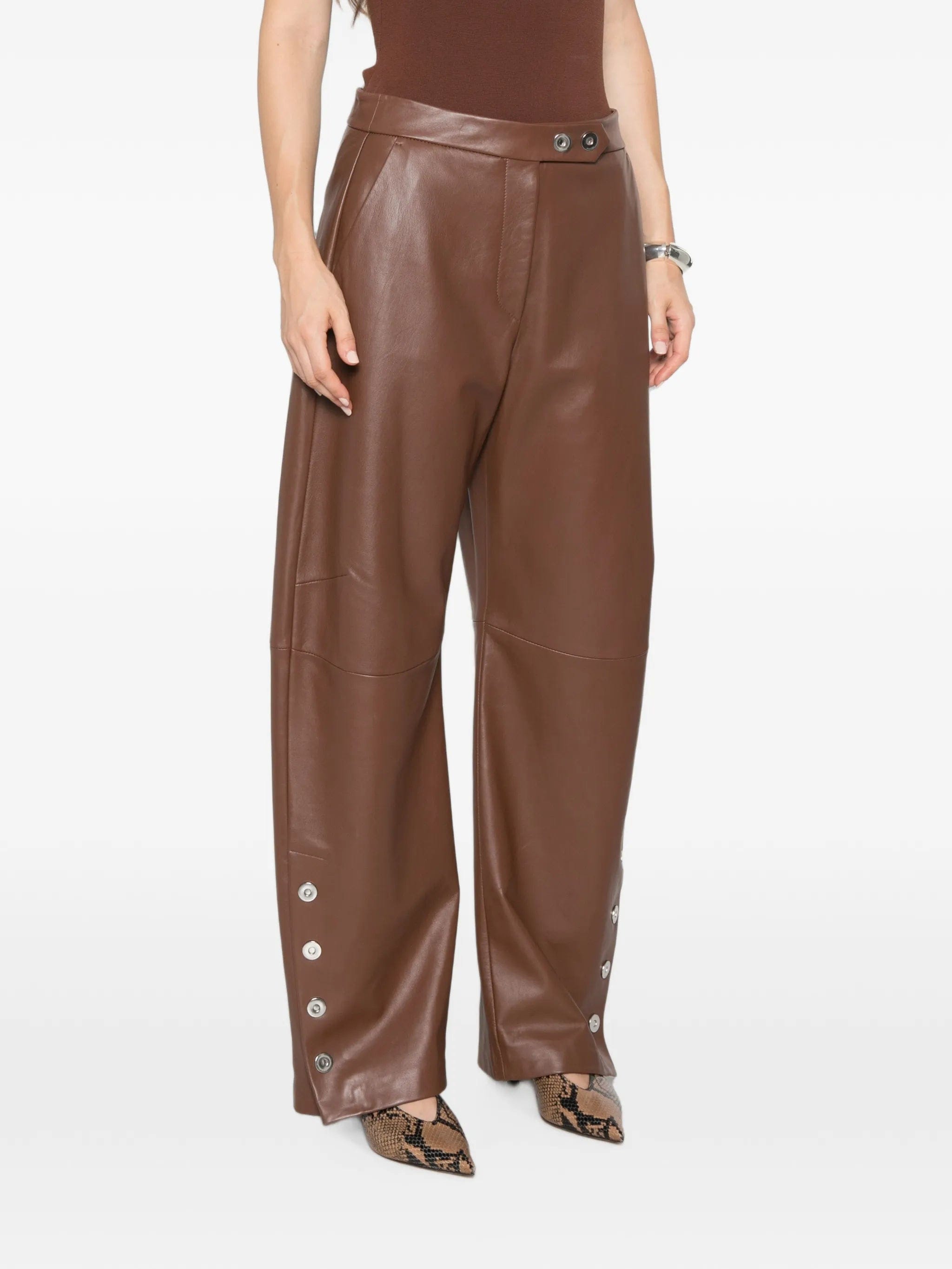 Sportmax Spxcinepresa press - stud leather trousers