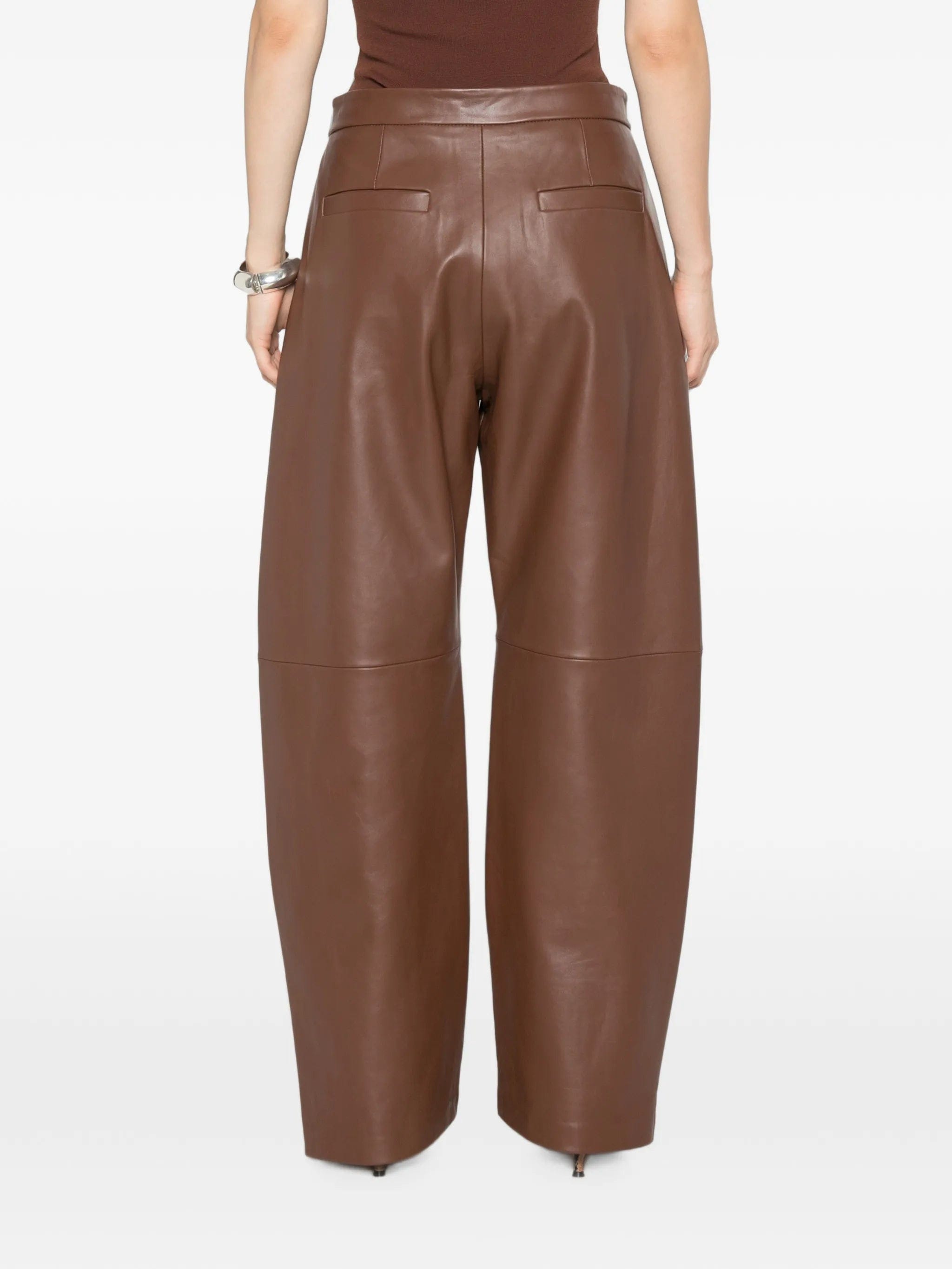 Sportmax Spxcinepresa press - stud leather trousers