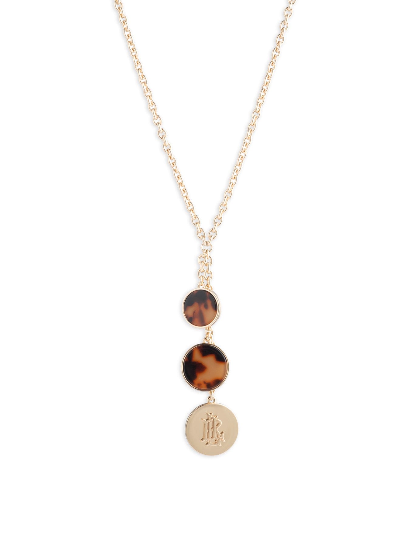 Lauren Ralph Lauren Logo Tortoiseshell Pendant Necklace Gold