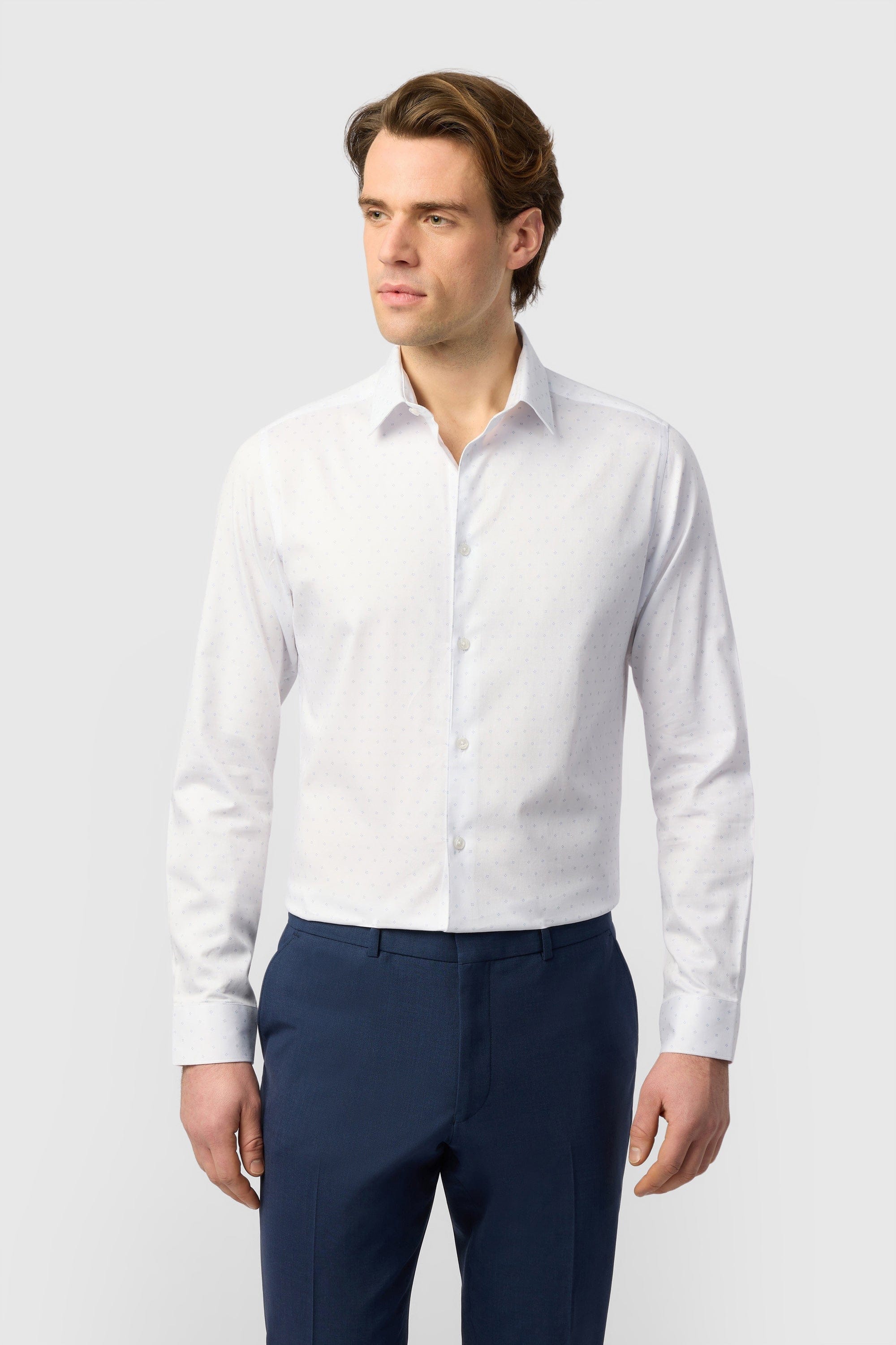 WHITE* Enna - White Base Geometric Blue Dot White