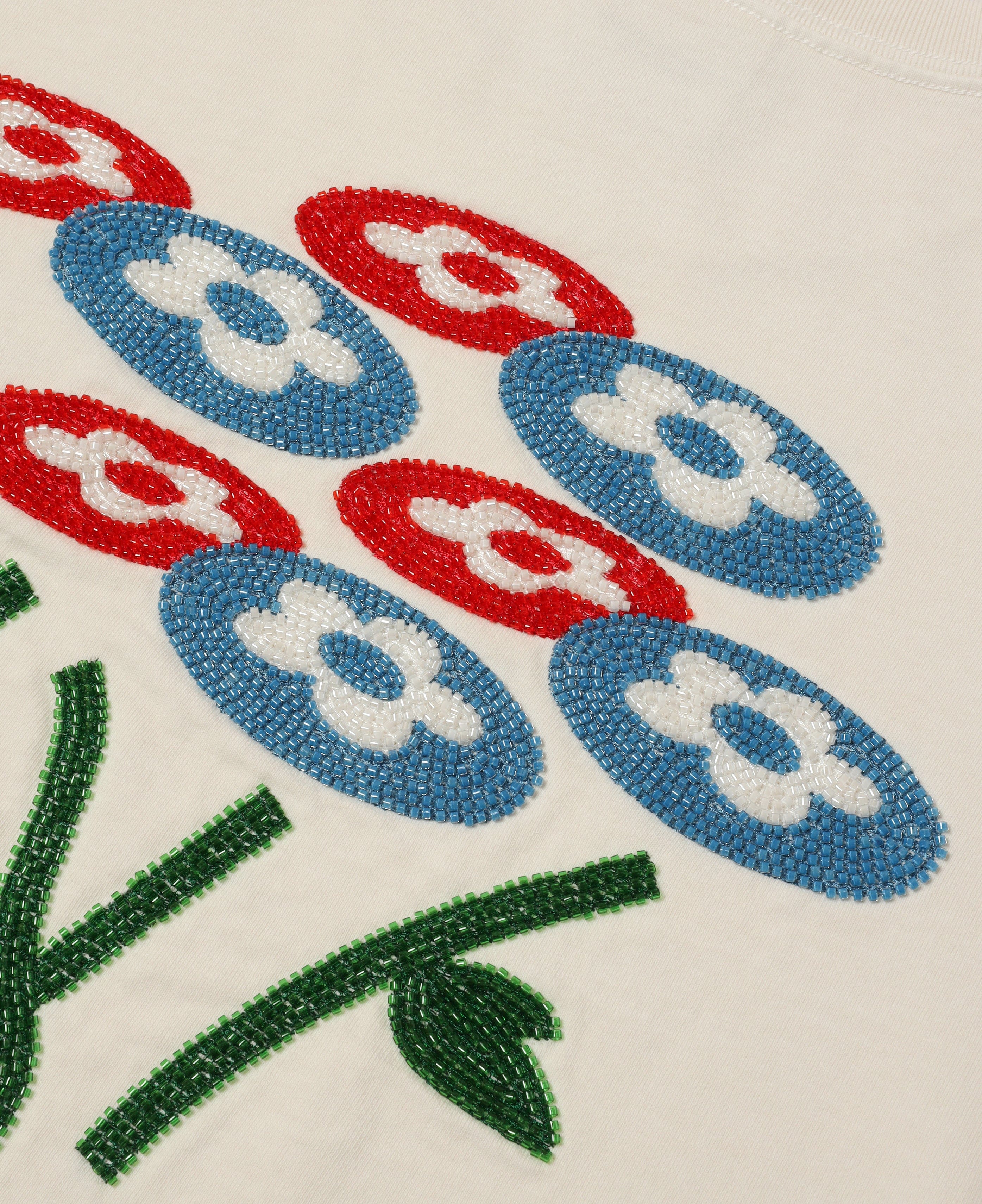 Vandy The Pink Beads Classic Flower T - Shirt (Off - White)