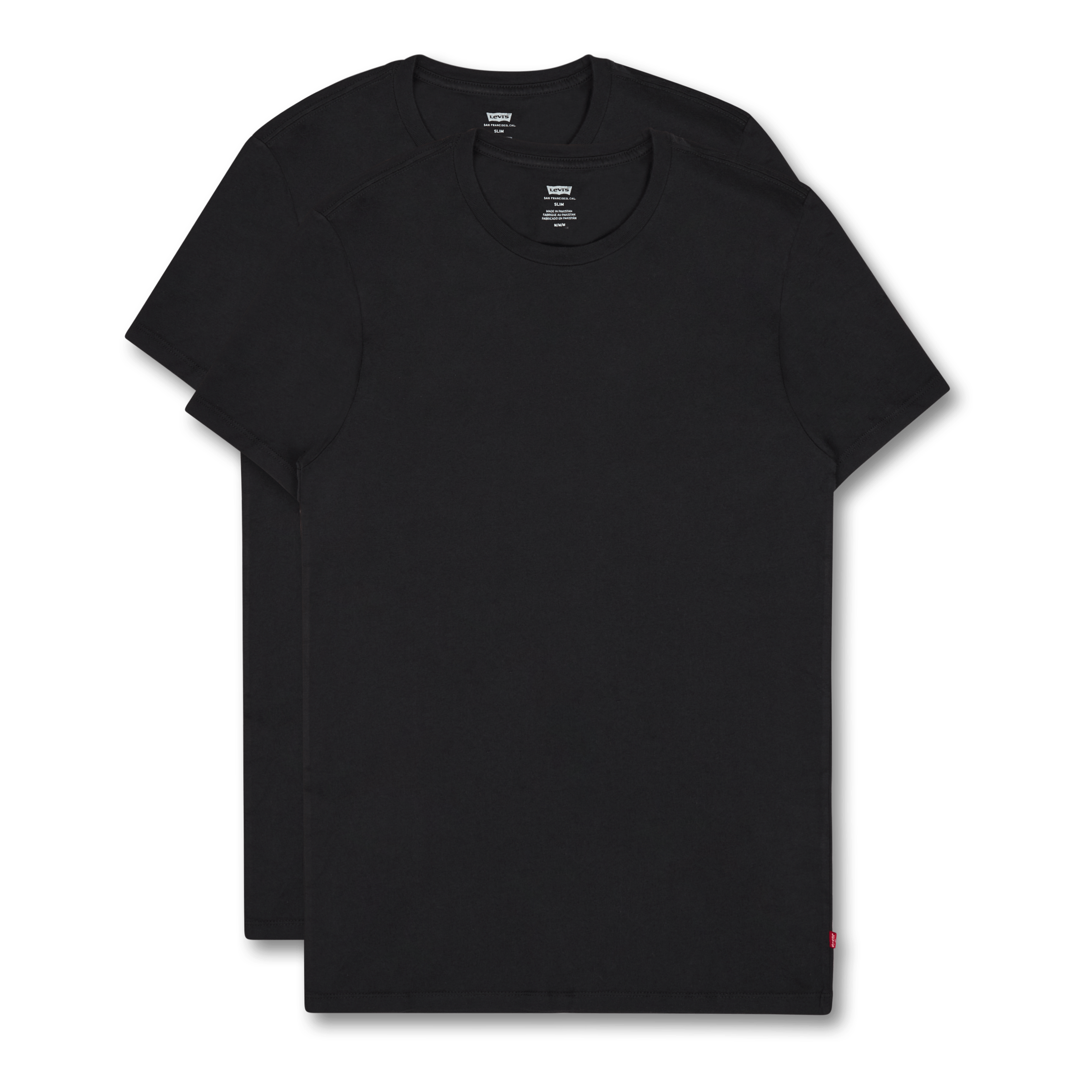 Levi's Redtab Slim 2pk Crewneck 1 Two - pack T-Shirt Black + Black