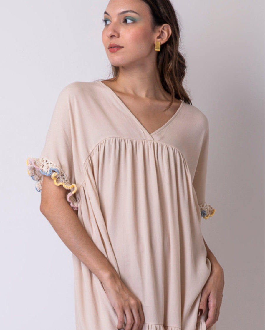 Catarina Mina-C Tunic Sacada Maxi Dress - Champagne
