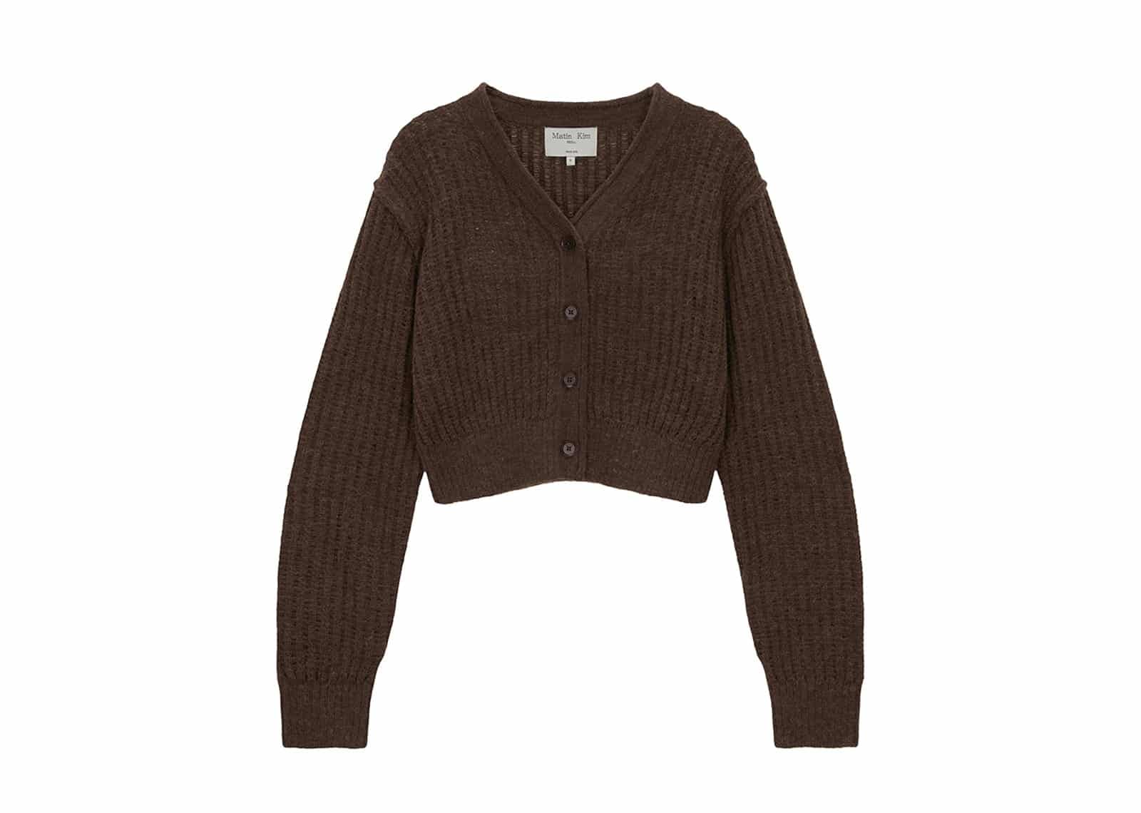 Matin Kim Hairy Crochet Crop Cardigan Brown (W) CD036