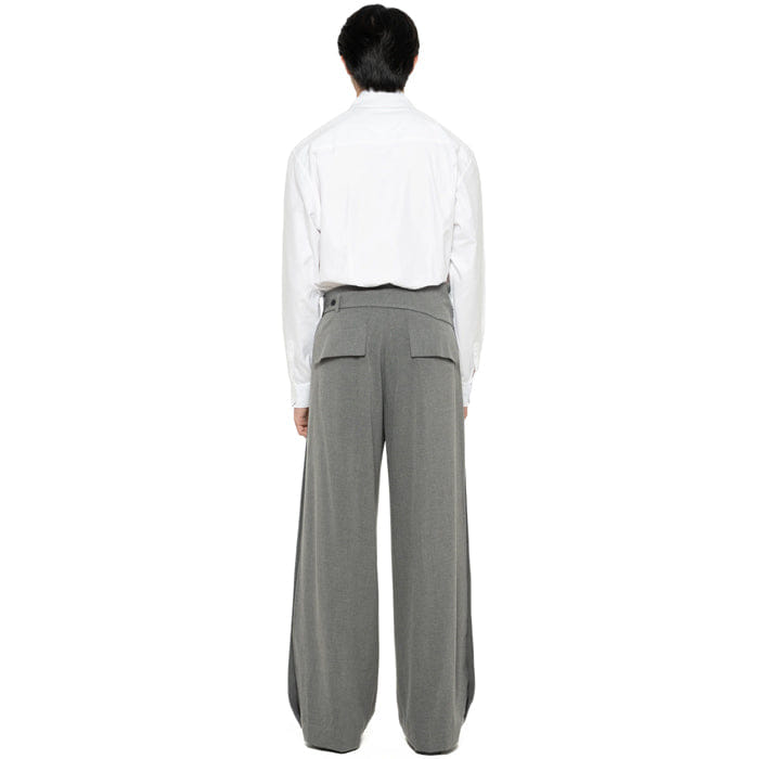 JAN SOBER GREY LOOSE LONG PANTS WITH DETACHABLE PICKED COLLAR BELT