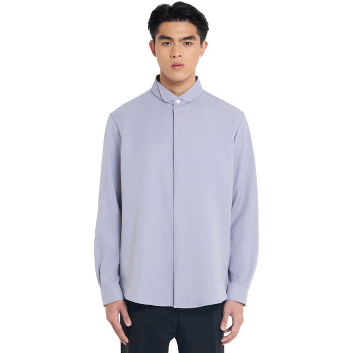 JAN SOBER LAVENDER ROUNDED WING COLLAR LONG SLEEVES SHIRT