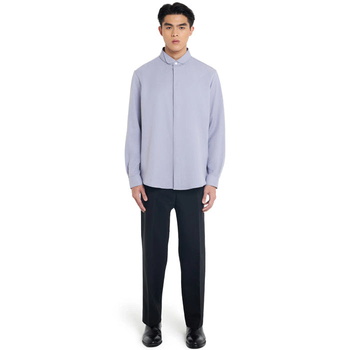 JAN SOBER LAVENDER ROUNDED WING COLLAR LONG SLEEVES SHIRT