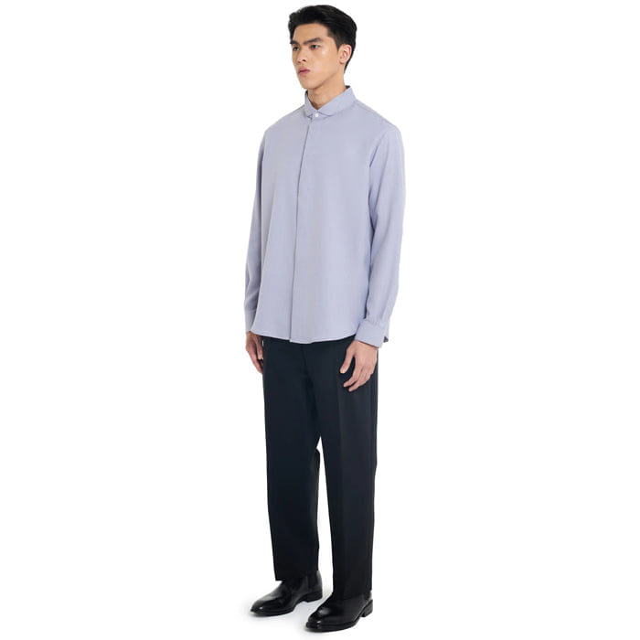 JAN SOBER LAVENDER ROUNDED WING COLLAR LONG SLEEVES SHIRT