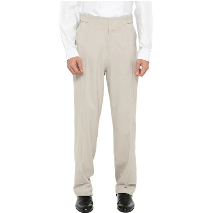 JAN SOBER BEIGE WAISTBANDLESS PANTS WITH ADJUSTER BUTTON AND STOPPER ON HEM