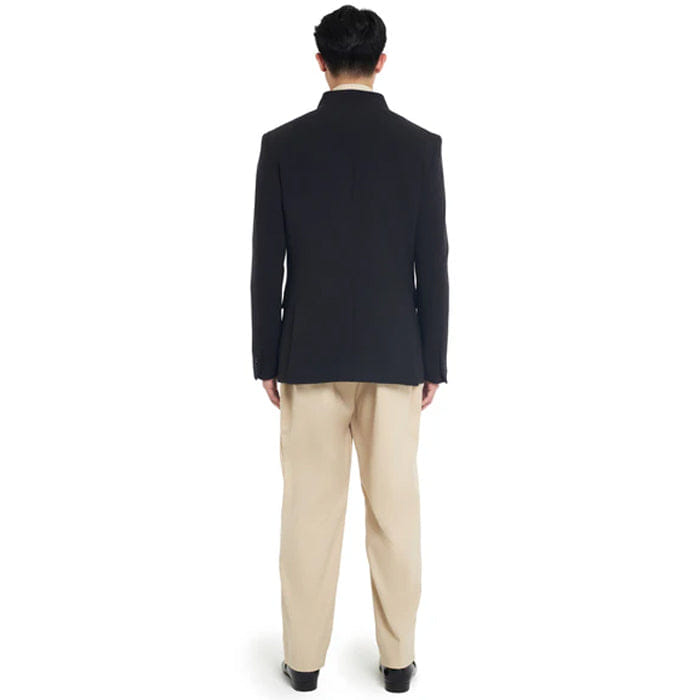 JAN SOBER BLACK COLLARLESS BLAZER