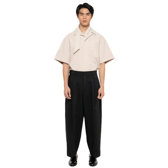 JAN SOBER BLACK WIDE LEG WITH PLEATS PANTS