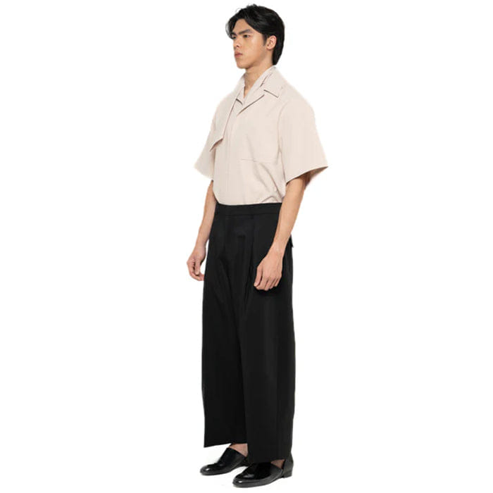 JAN SOBER BLACK WIDE LEG WITH PLEATS PANTS
