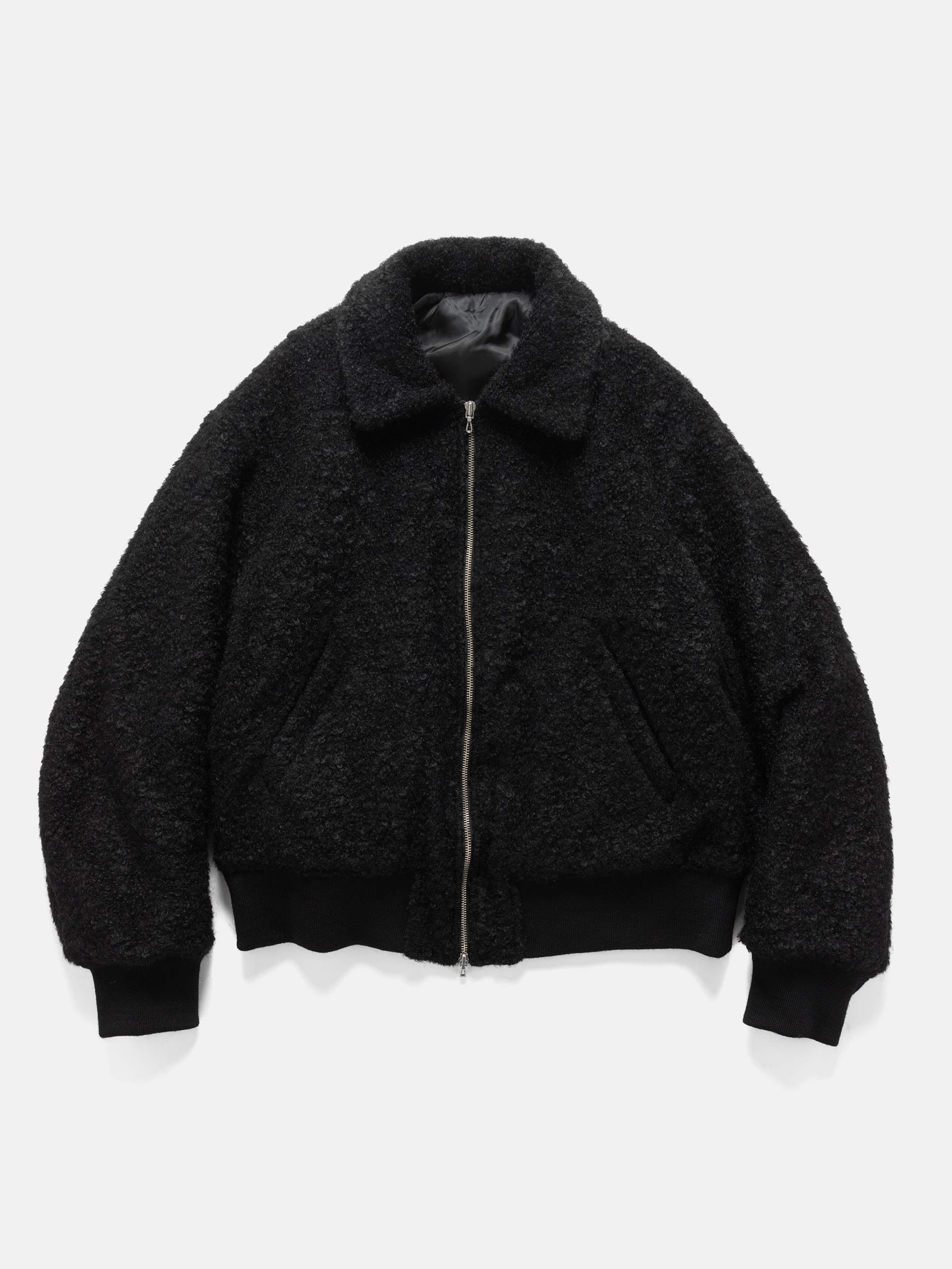 URU Wool Boa Zip Up Blouson Black