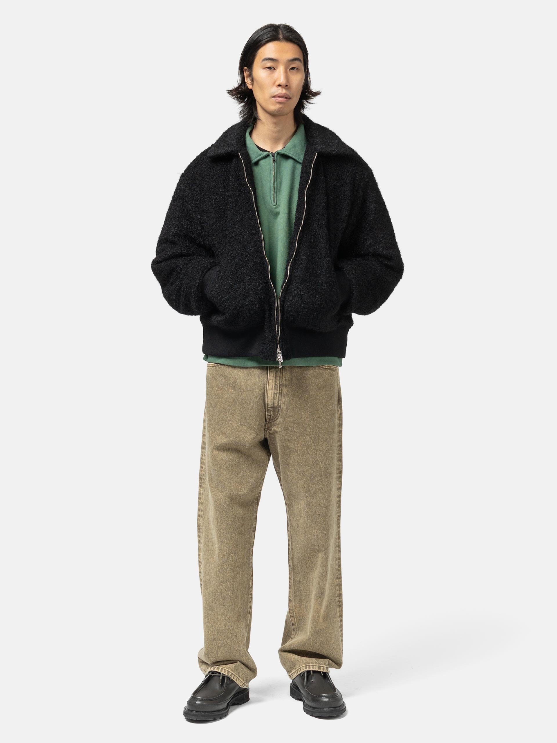 URU Wool Boa Zip Up Blouson Black