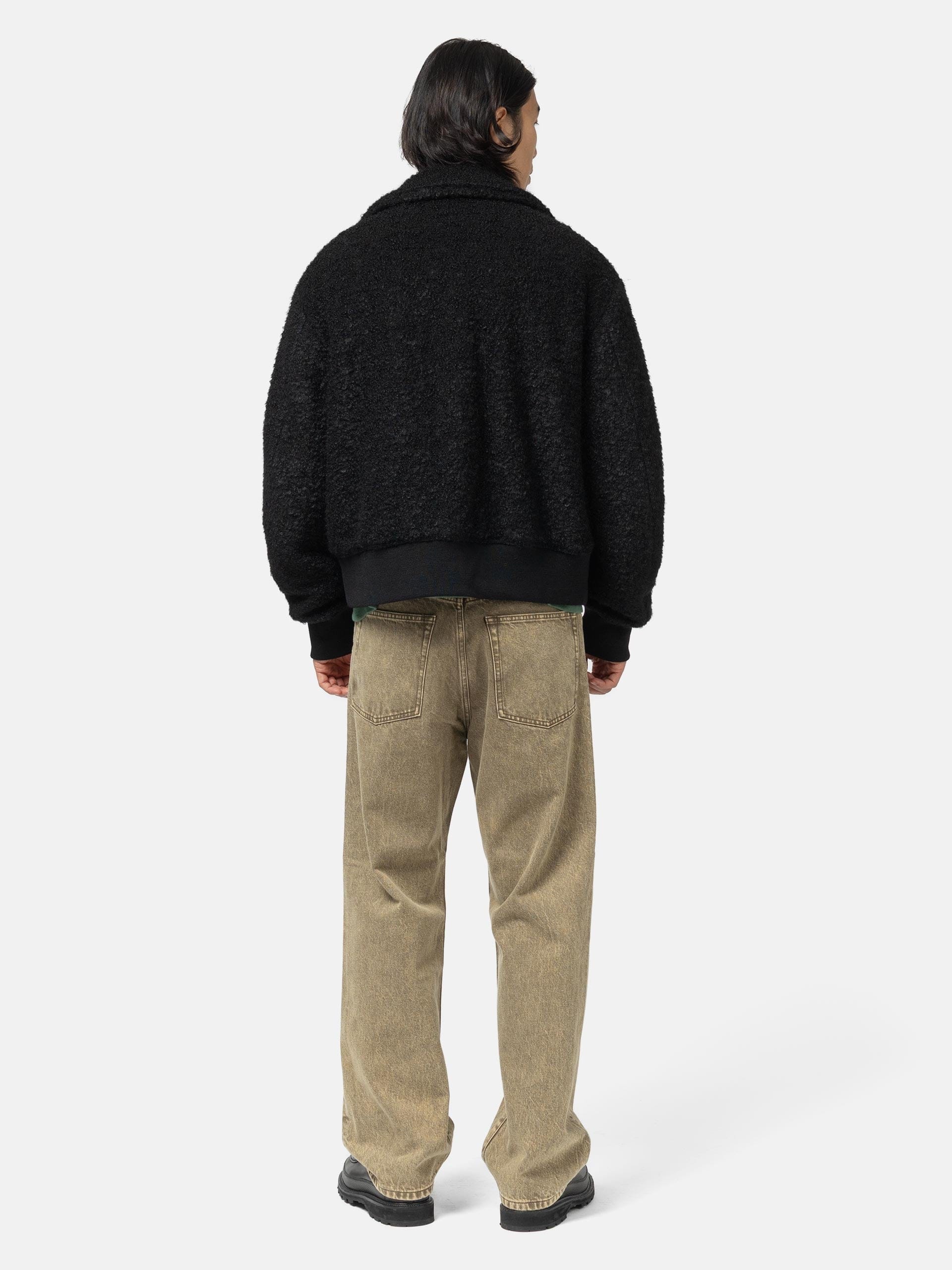 URU Wool Boa Zip Up Blouson Black