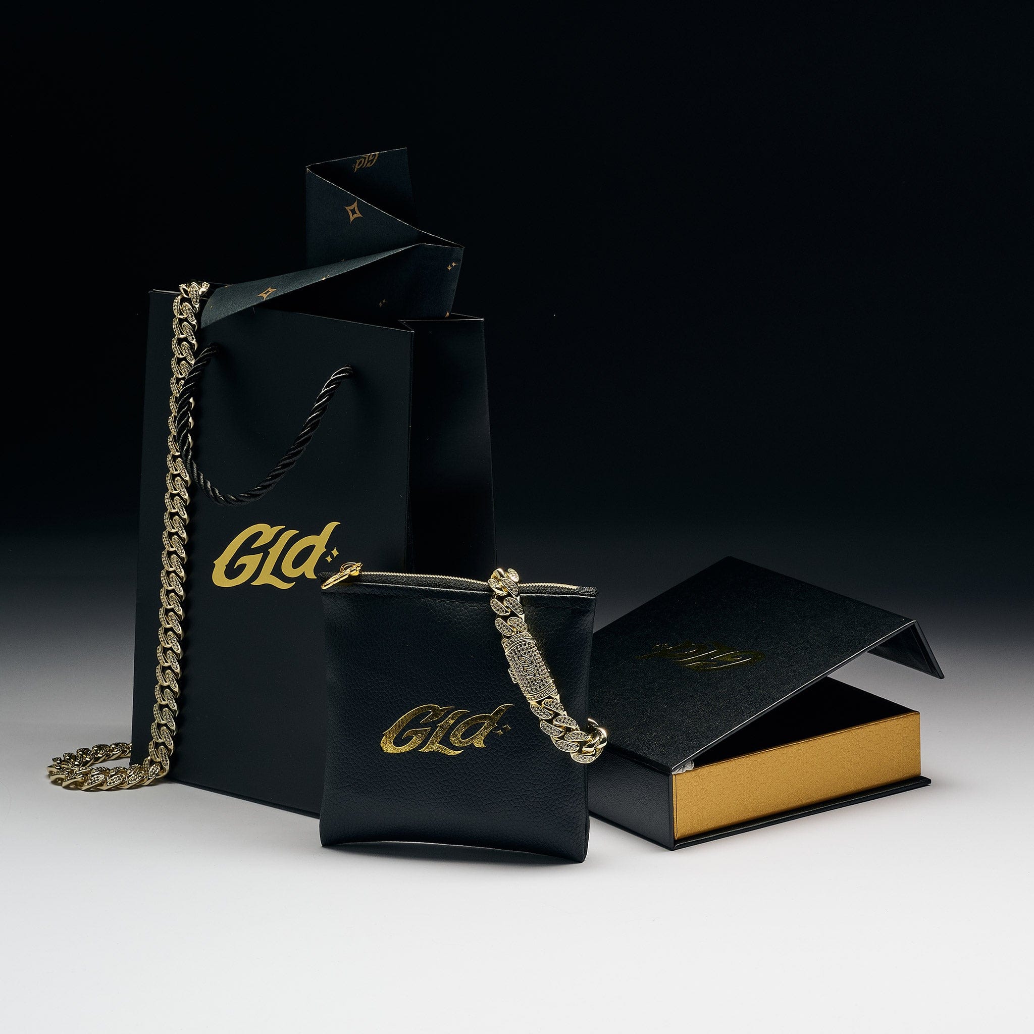 GLD Men Diamond Cuban Chain + Bracelet Gift Bundle in Yellow Gold - 8.5 mm
