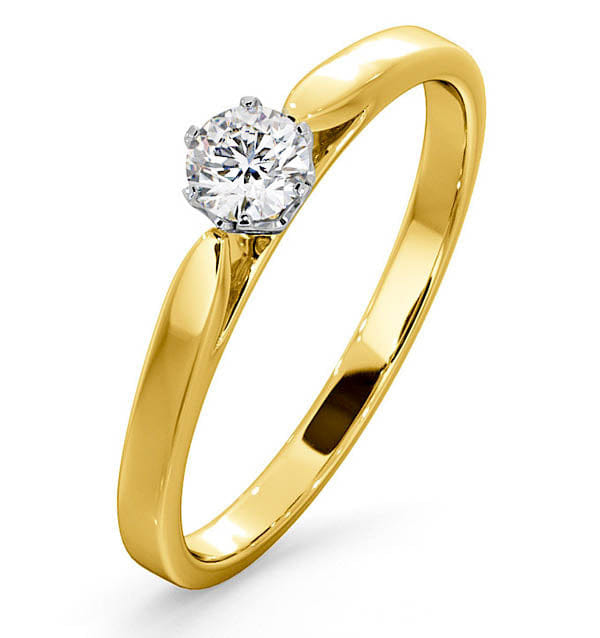 Diamond Low Set Chloe Lab Diamond Engagement Ring 0.25CT G/SI1 18K Gold