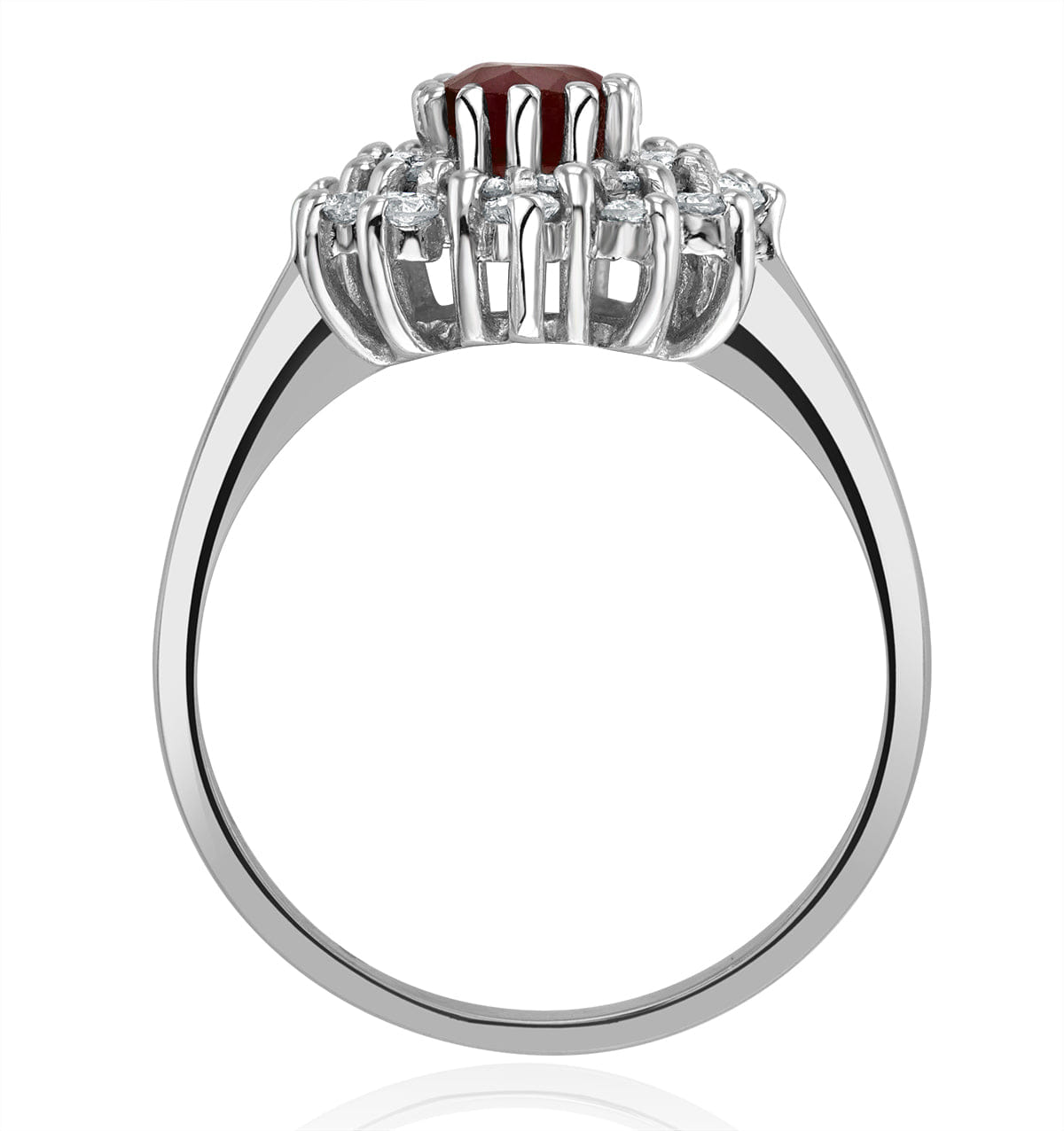 Diamond Ruby 6 x 4 mm And Diamond 9K White Gold Ring A4444