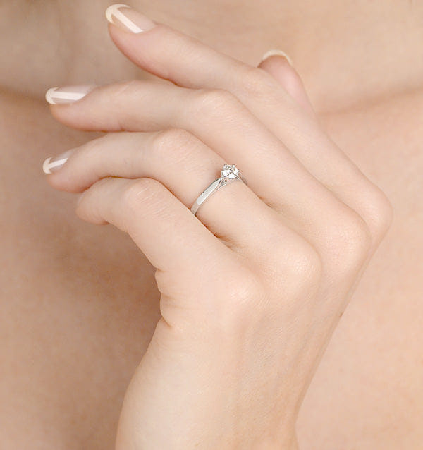 Diamond Low Set Chloe Lab Diamond Engagement Ring 0.33CT G/SI1 18K White Gold