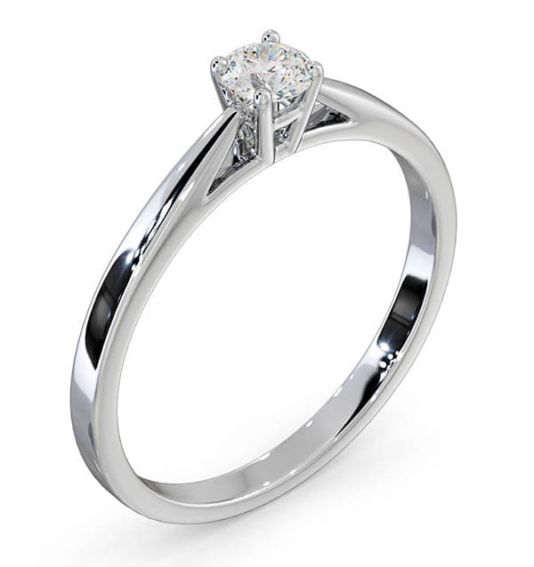 Diamond Engagement Ring Certified Elysia 18K White Gold Diamond 0.25CT