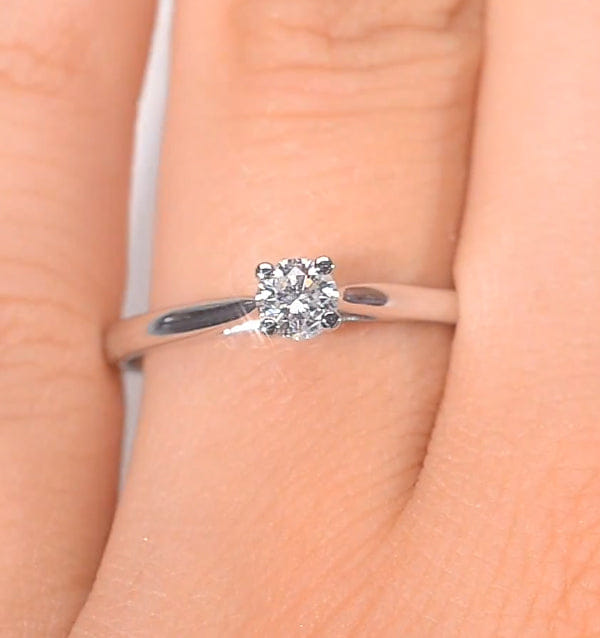 Diamond Engagement Ring Certified Elysia 18K White Gold Diamond 0.25CT